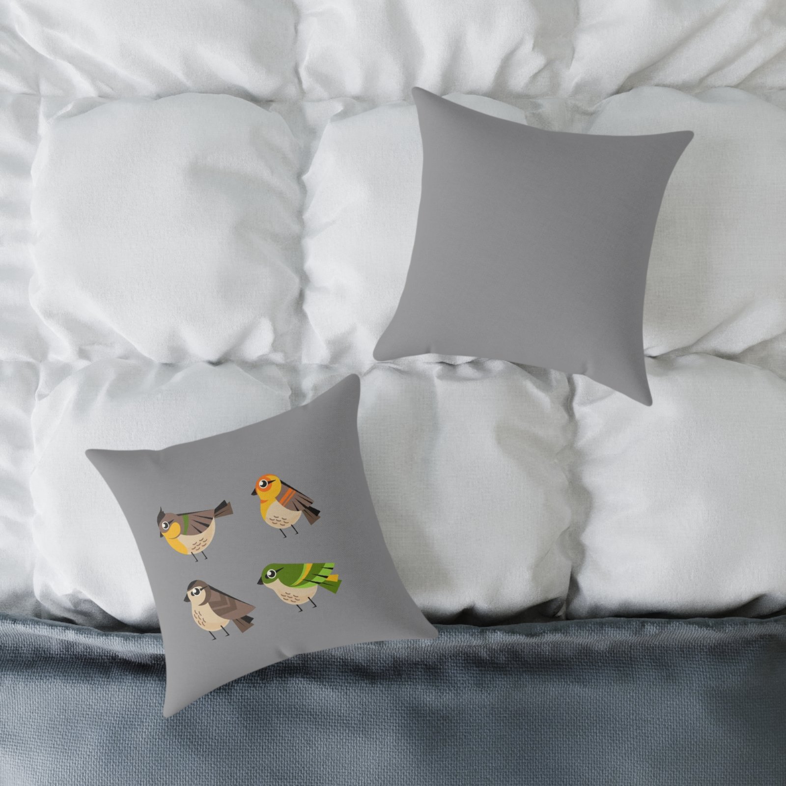 Bird Design Square Poly Canvas Pillow - Image 4