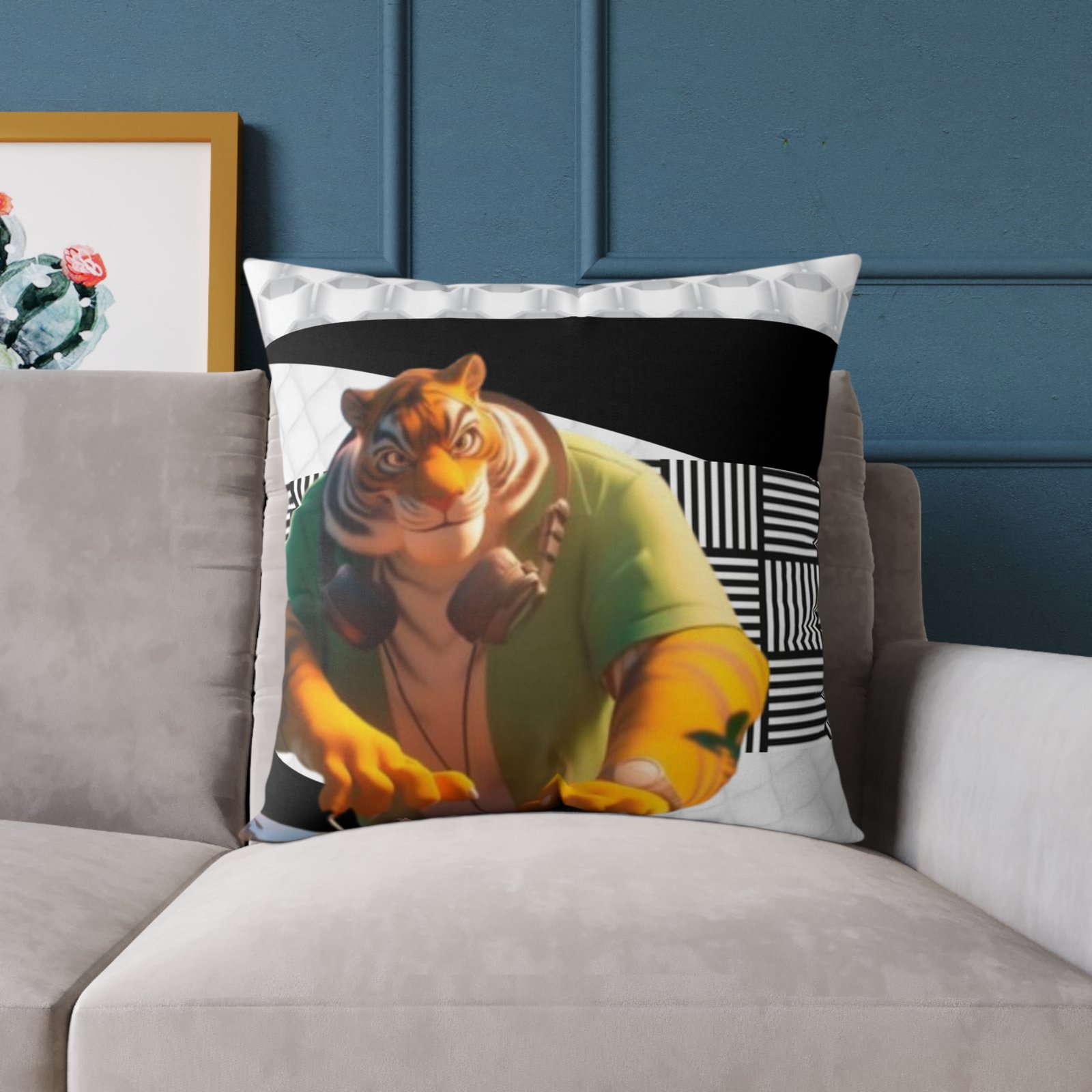 Music Dj Animal Headphones Square Poly Canvas Pillow 08 - Image 15