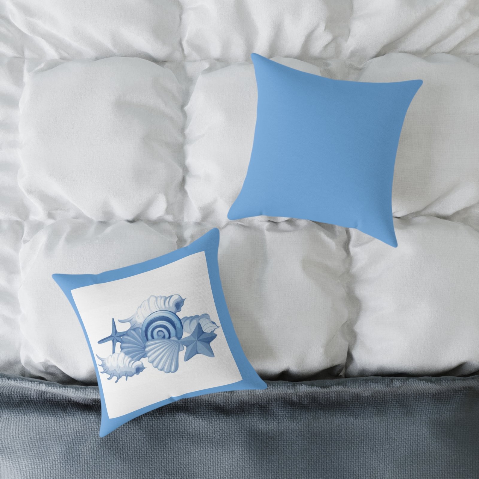 Sea shells Seaside Beach Square Poly Canvas Pillow 08 - Image 4