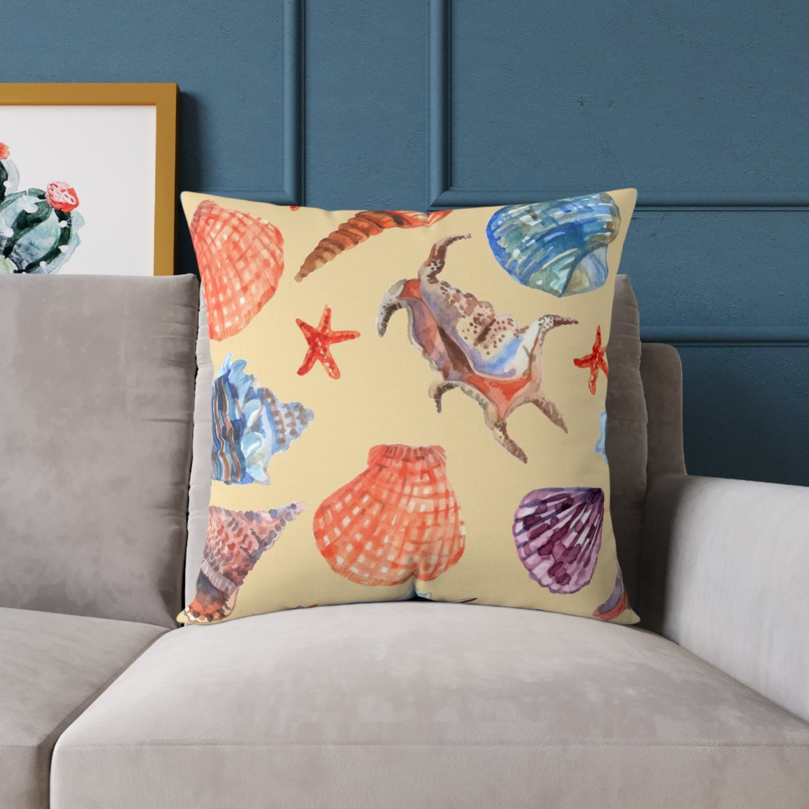 Sea shells Seaside Beach Square Poly Canvas Pillow 08 - Image 15