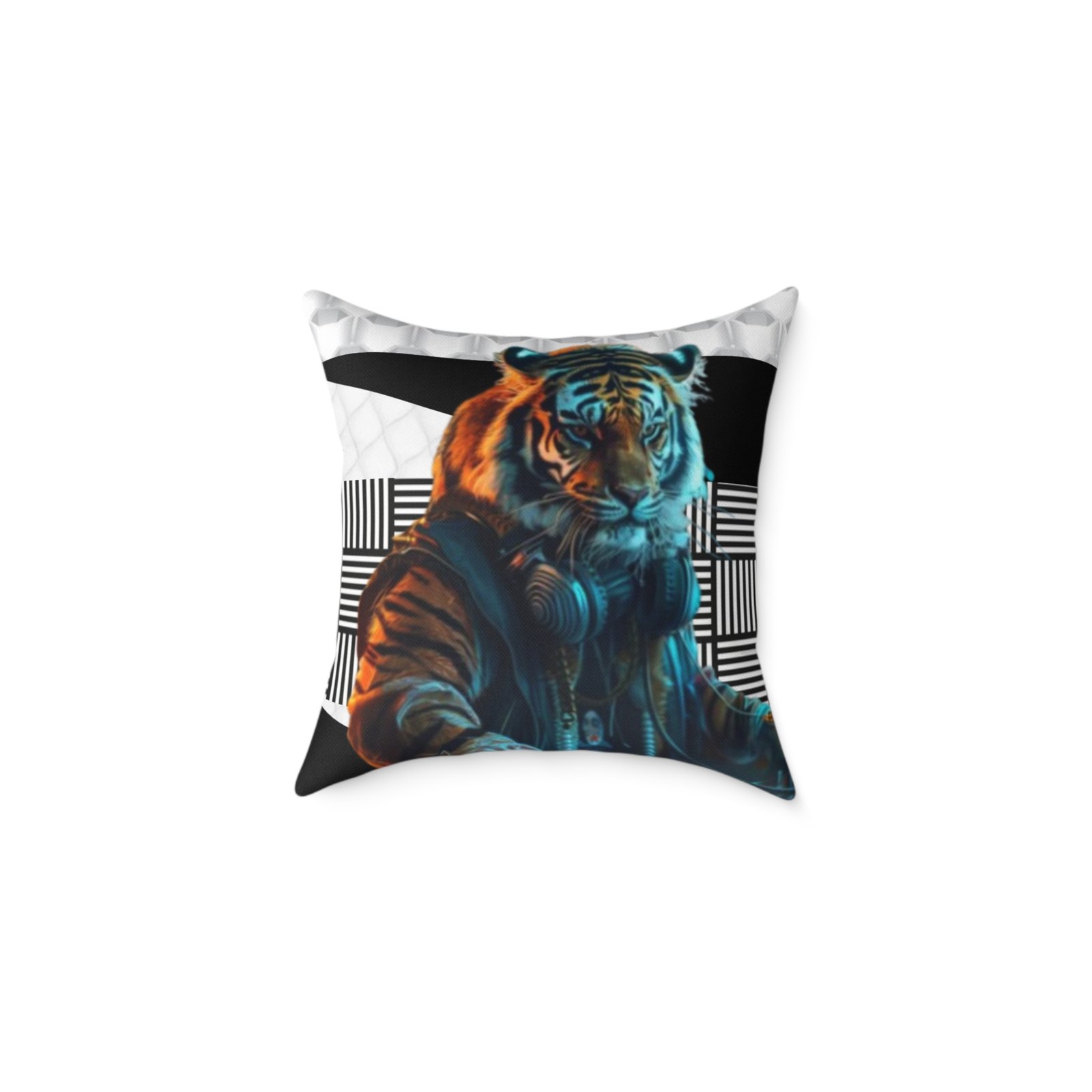 Music Dj Animal Headphones Square Poly Canvas Pillow 08 - Image 5