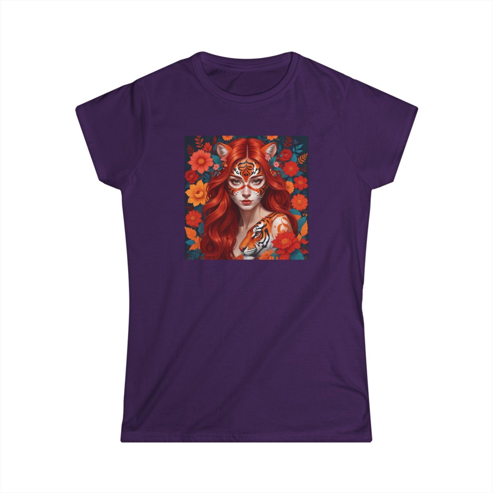 Tiger Lady Art Design Tattoo Soft style Tshirt - Image 25
