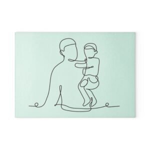 Father And Child Glass Cutting Board - Unique Kitchen Decor, Perfect Gift for Chefs, Home Cooks, and Housewarmings, Ideal for Birthdays or Holidays