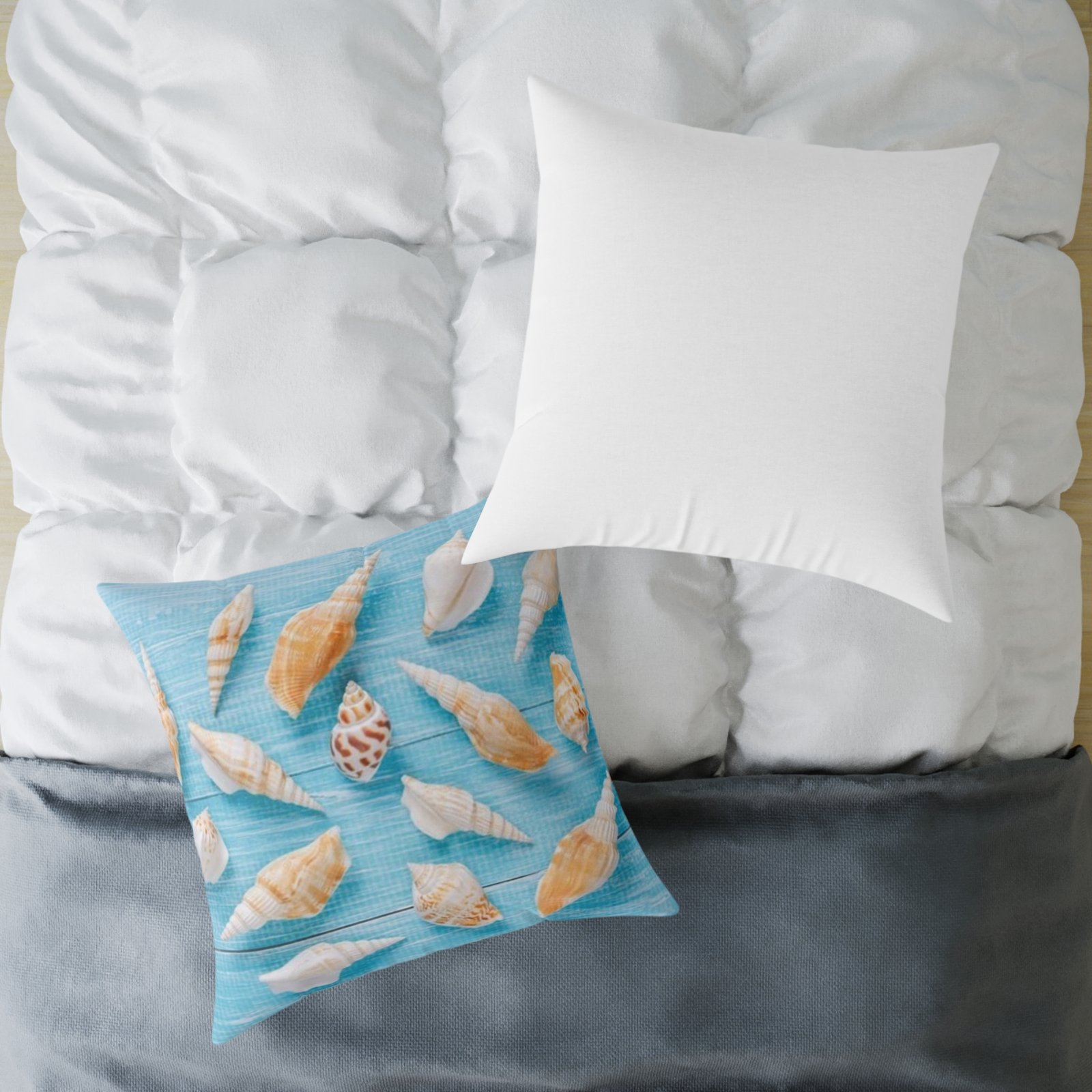 Sea shells Seaside Beach Square Poly Canvas Pillow 08 - Image 20