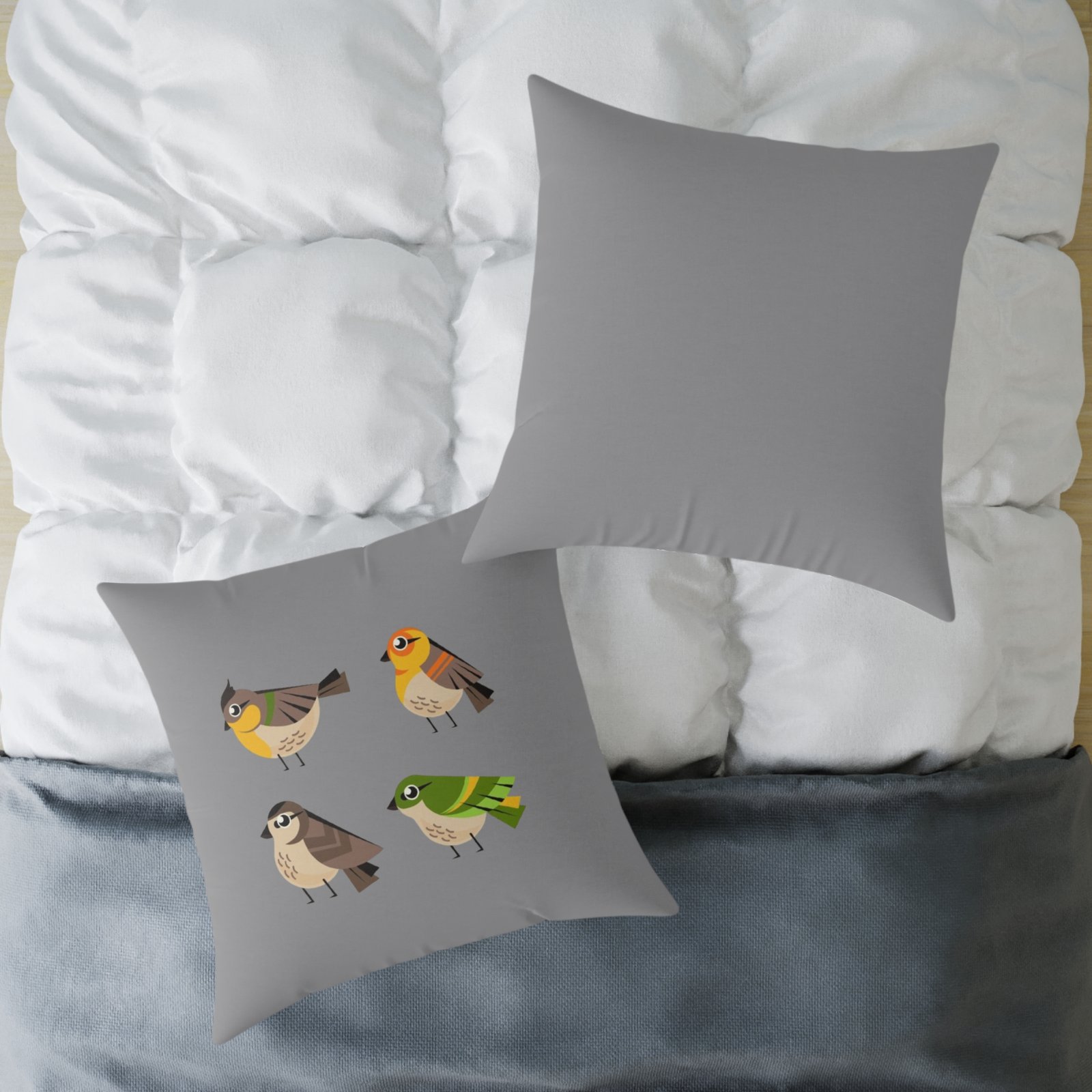 Bird Design Square Poly Canvas Pillow - Image 20