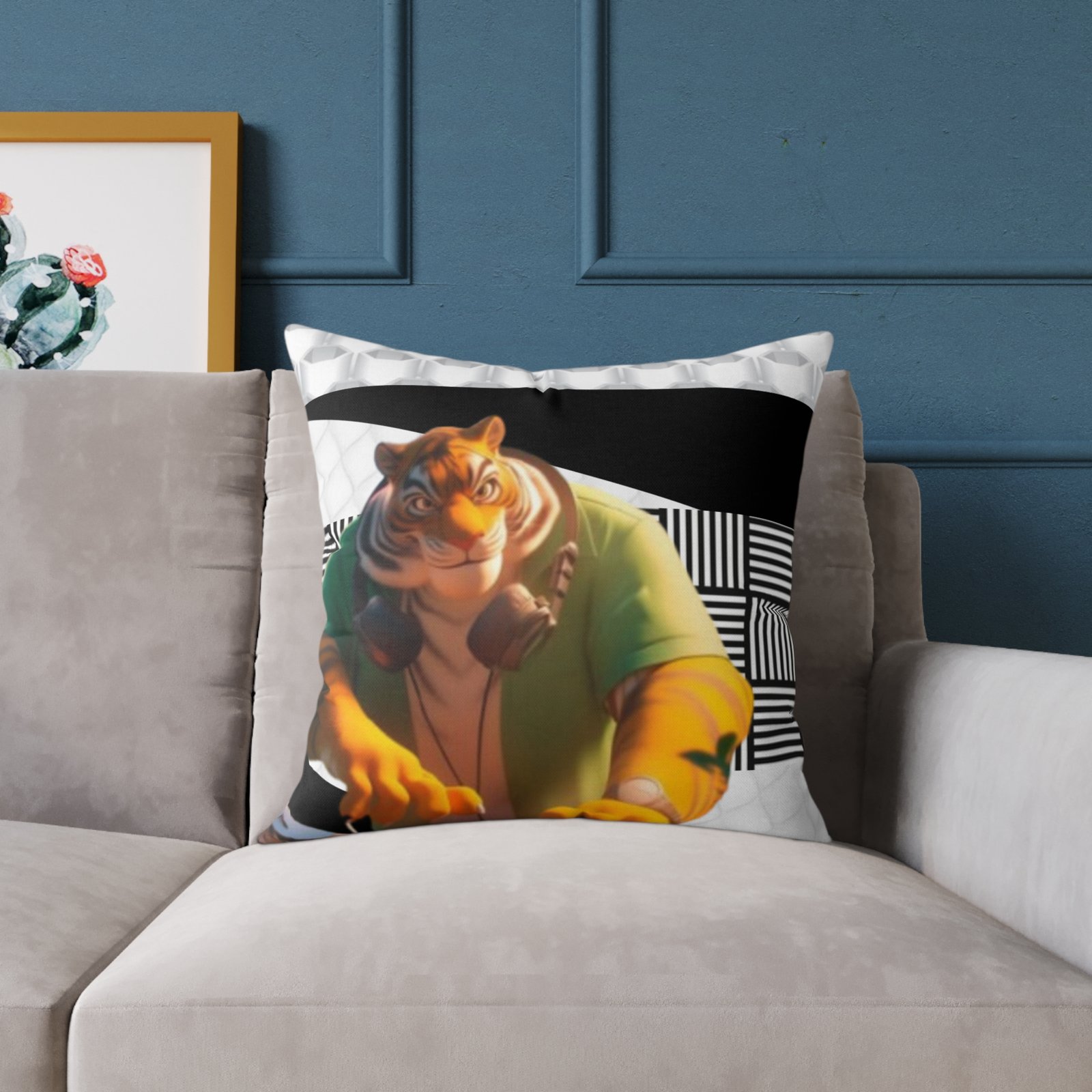 Music Dj Animal Headphones Square Poly Canvas Pillow 08 - Image 11
