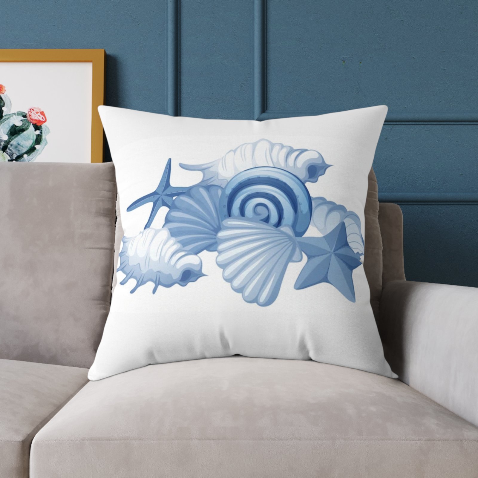 Sea shells Seaside Beach Square Poly Canvas Pillow 08 - Image 19