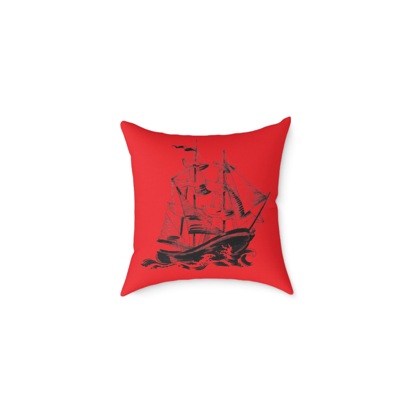 Square Pillow Ships Boats Yachts Sea Sailing Vessels Nautical Decor