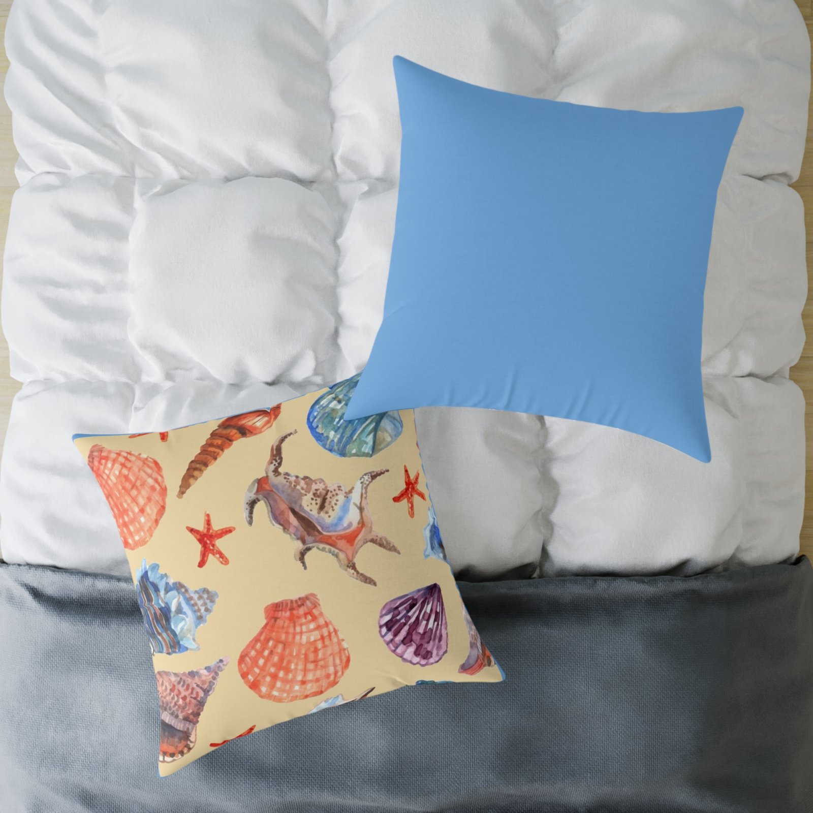 Sea shells Seaside Beach Square Poly Canvas Pillow 08 - Image 20