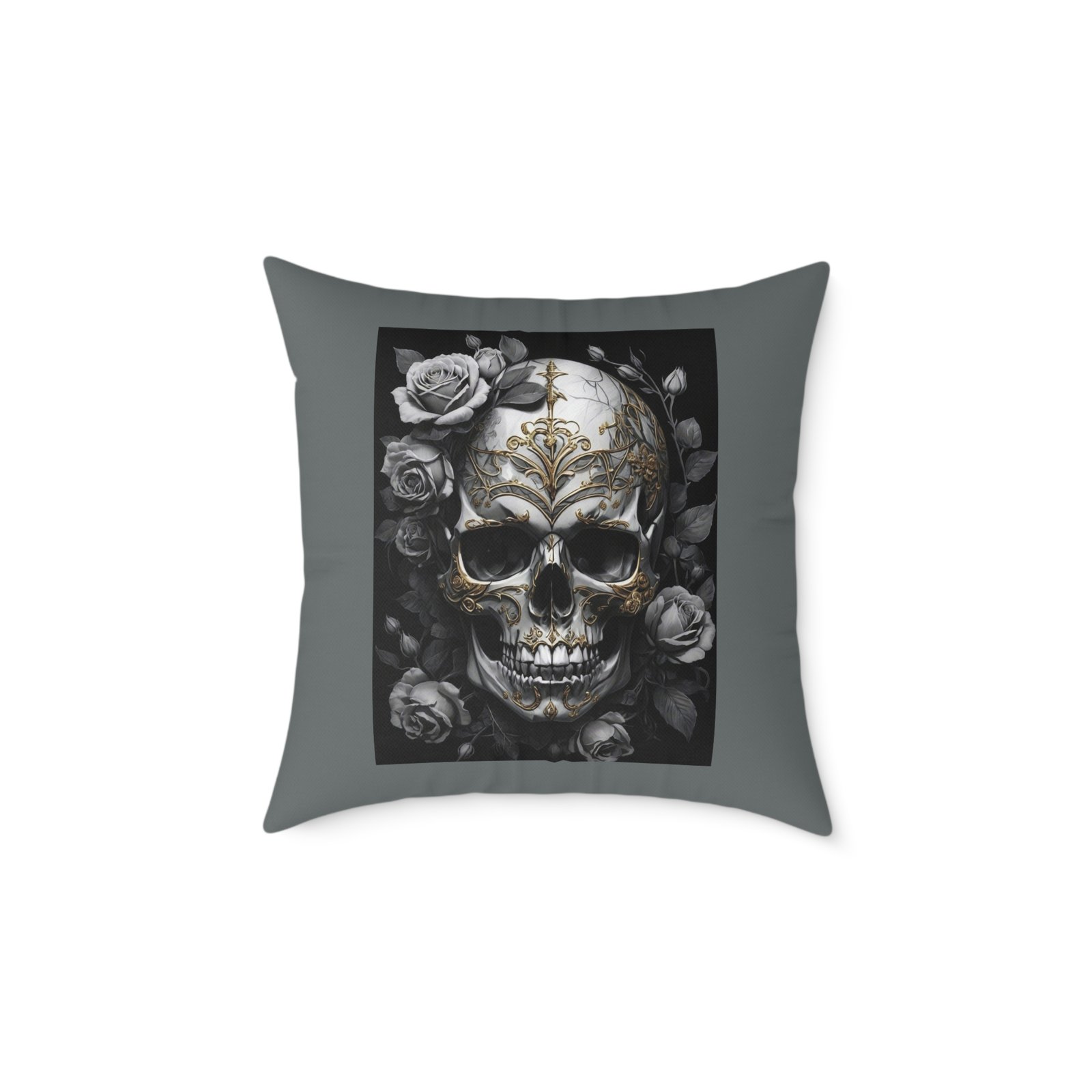 Skull Print Square Poly Canvas Pillow - Image 9