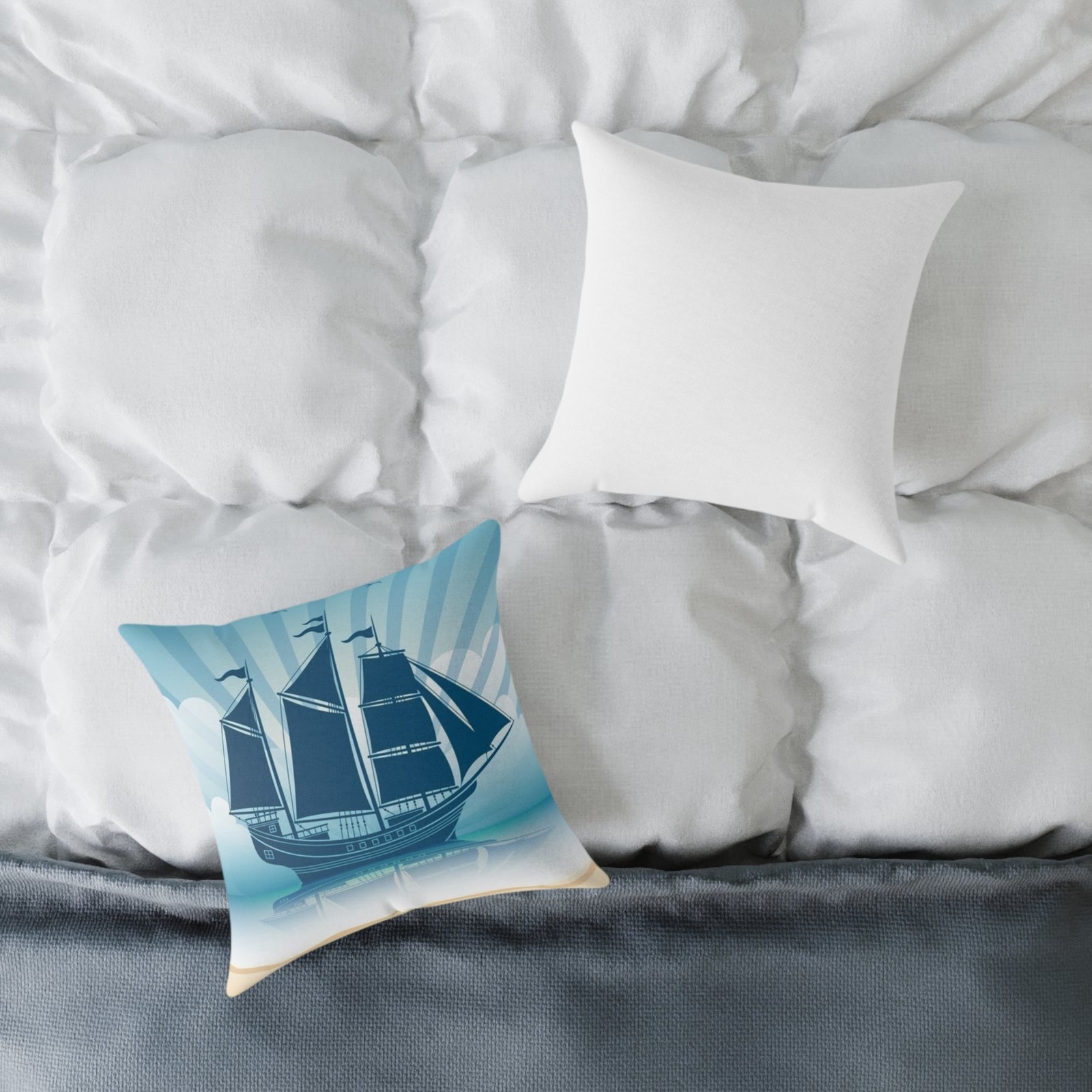 Square Pillow Ships Boats Yachts Sea Sailing Vessels Nautical Decor - Image 4