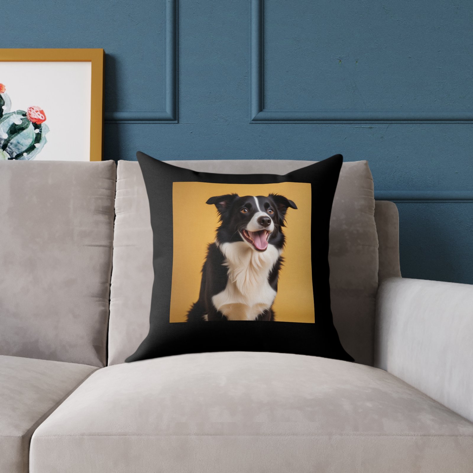 Border Collie Dog Pet Puppy Cushion .Square Poly Canvas Pillow 08 - Image 7