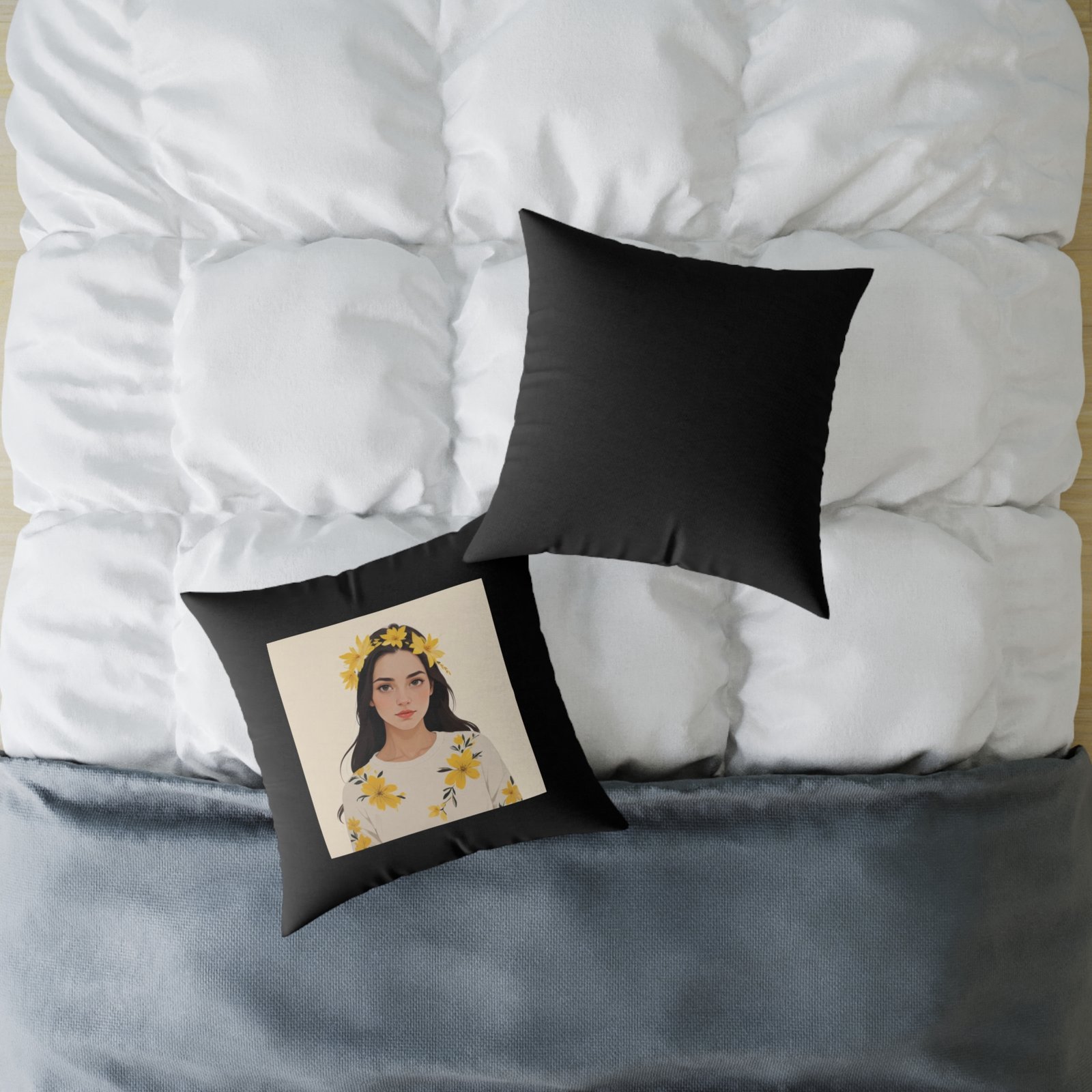 Yellow Flowers Poly Canvas Pillow - Image 12