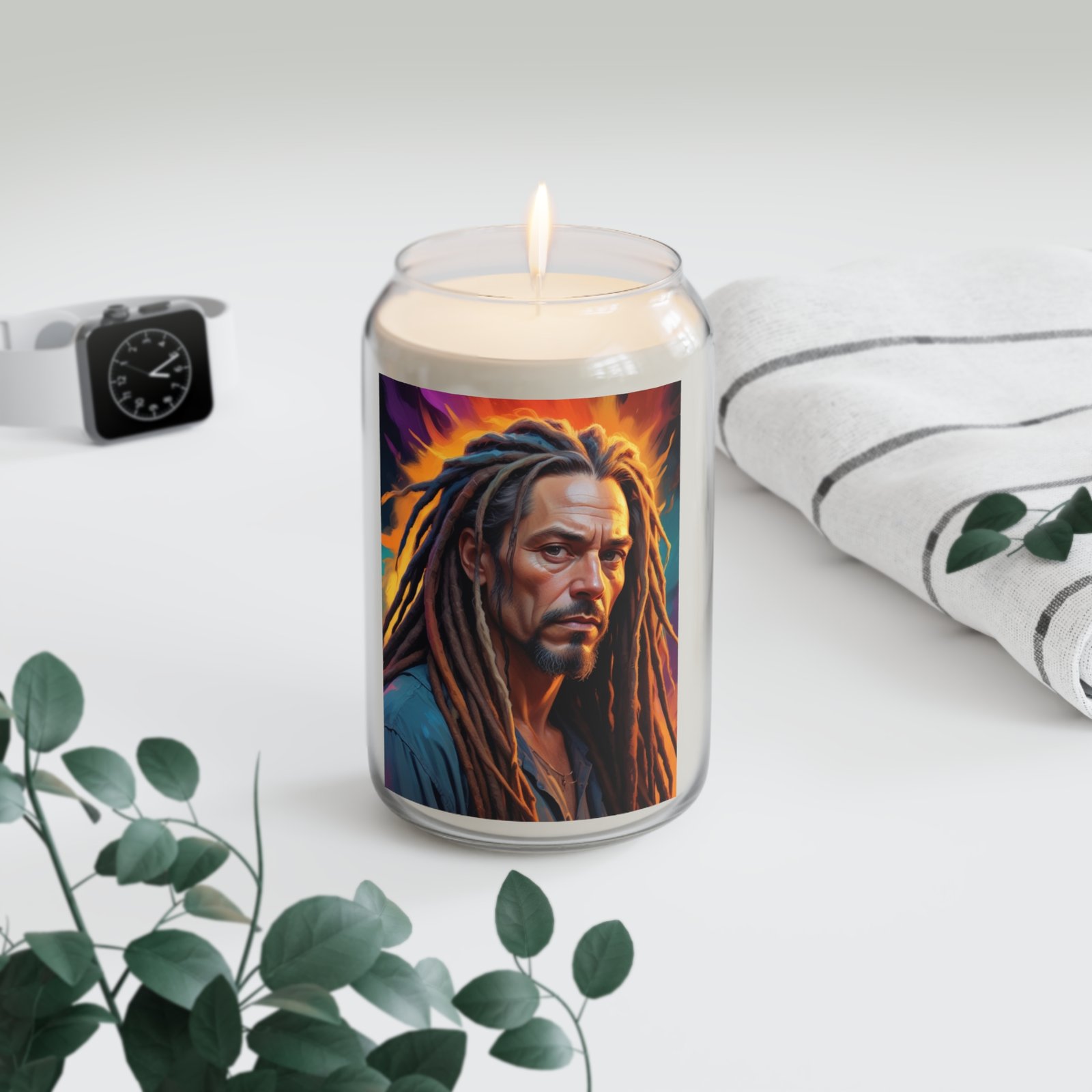 Scented Candle, Rasta Reggae Dreadlocks Design, 13.75oz - Image 4