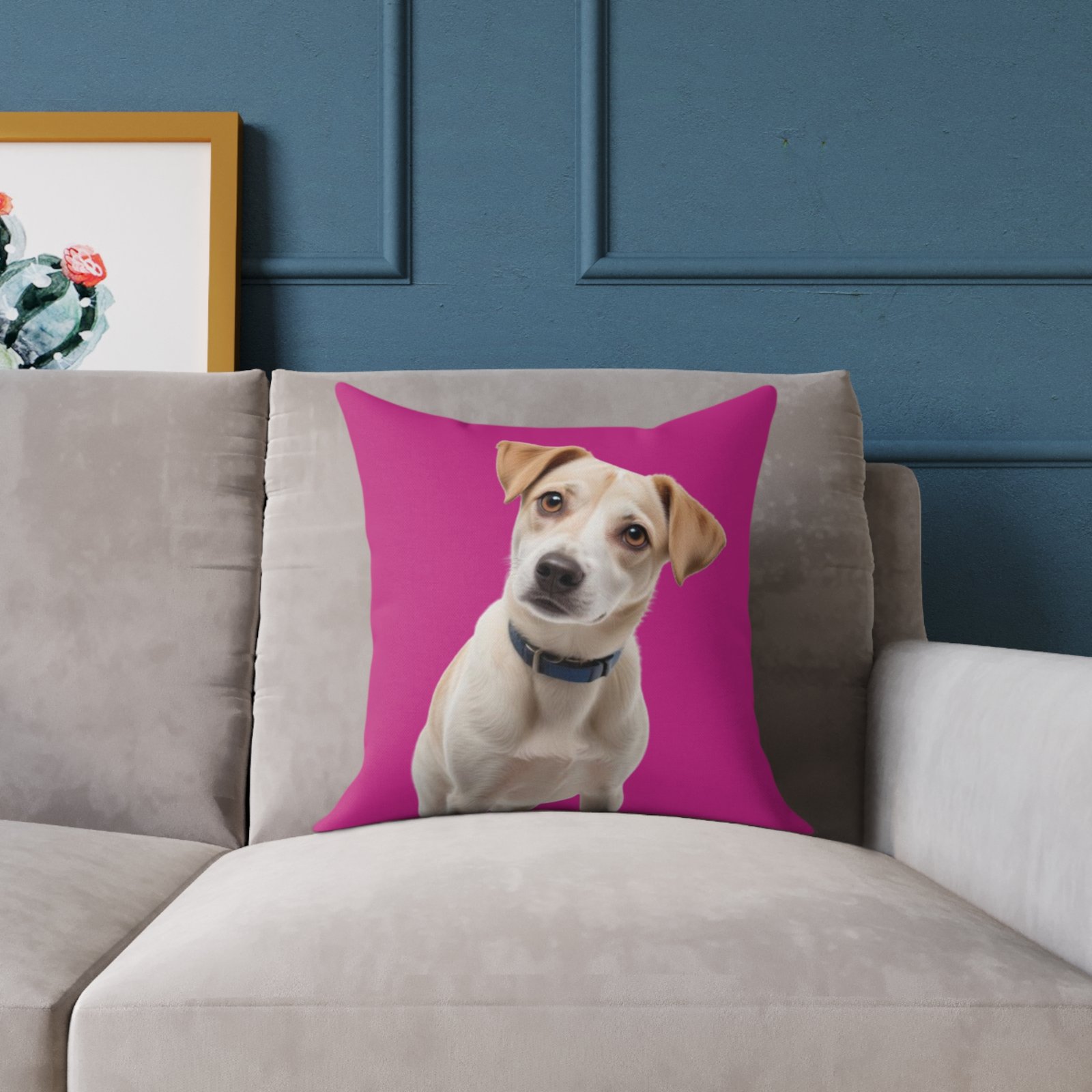 Jack Russell Square Poly Canvas Pillow - Image 3
