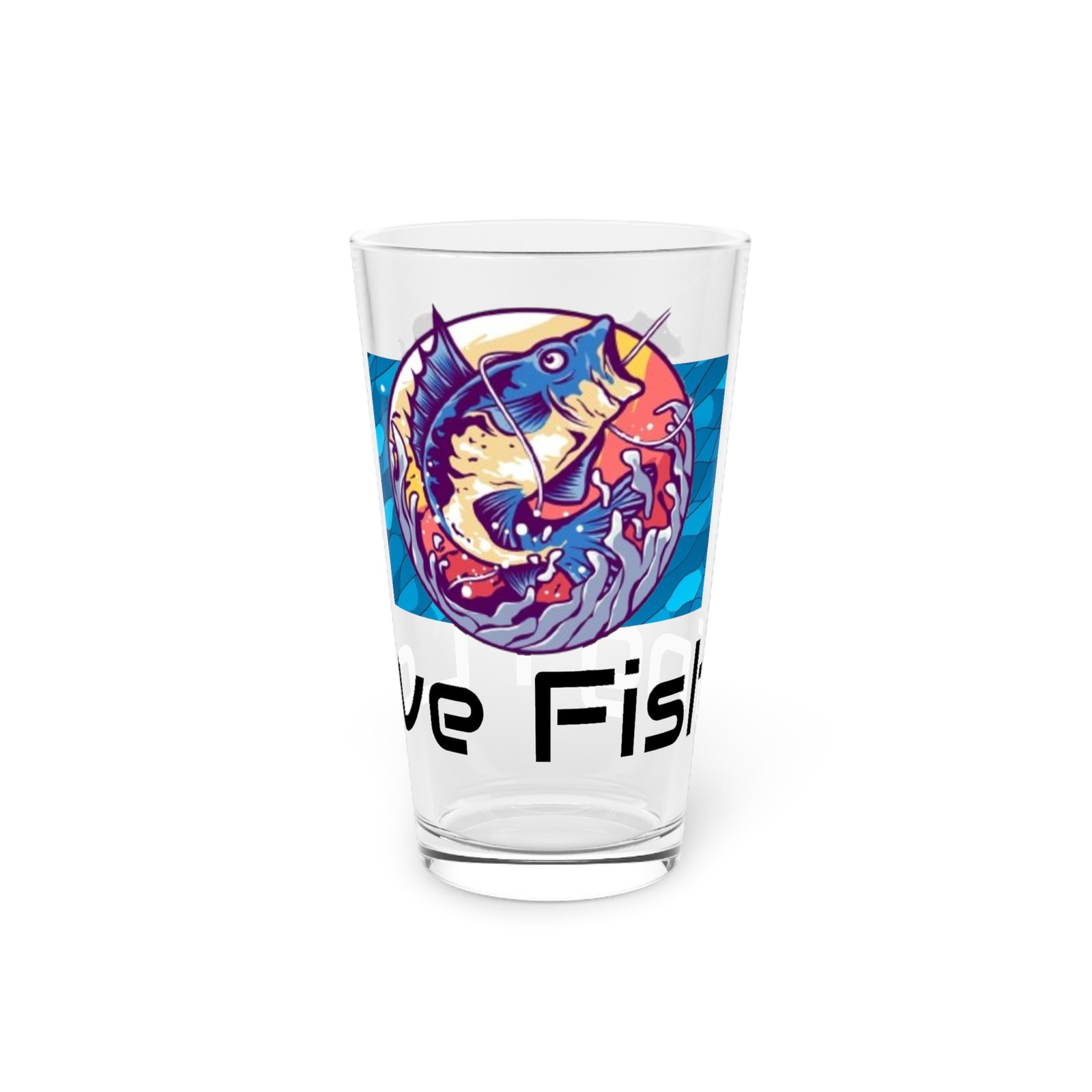Fish Fishing Water Sports Glass Pint Glass, Unique Beer Glass, Funny Gift for Fisherman, Independence Day Drinkware, Perfect for Summer BBQs