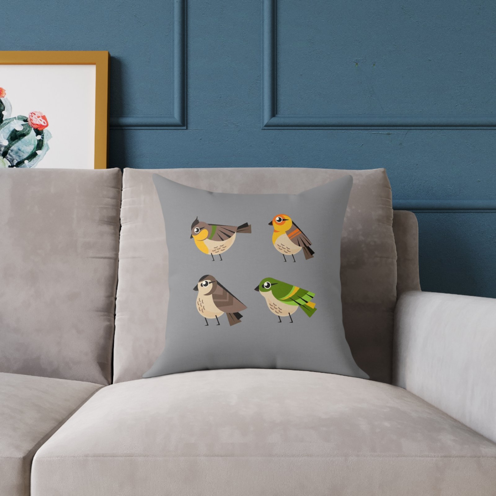 Bird Design Square Poly Canvas Pillow - Image 3