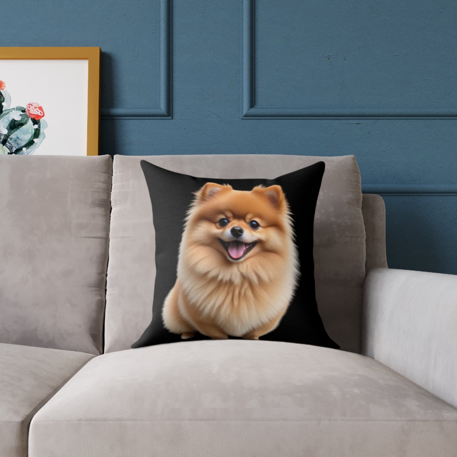 Pomeranian Dog Square Poly Canvas Pillow - Image 3