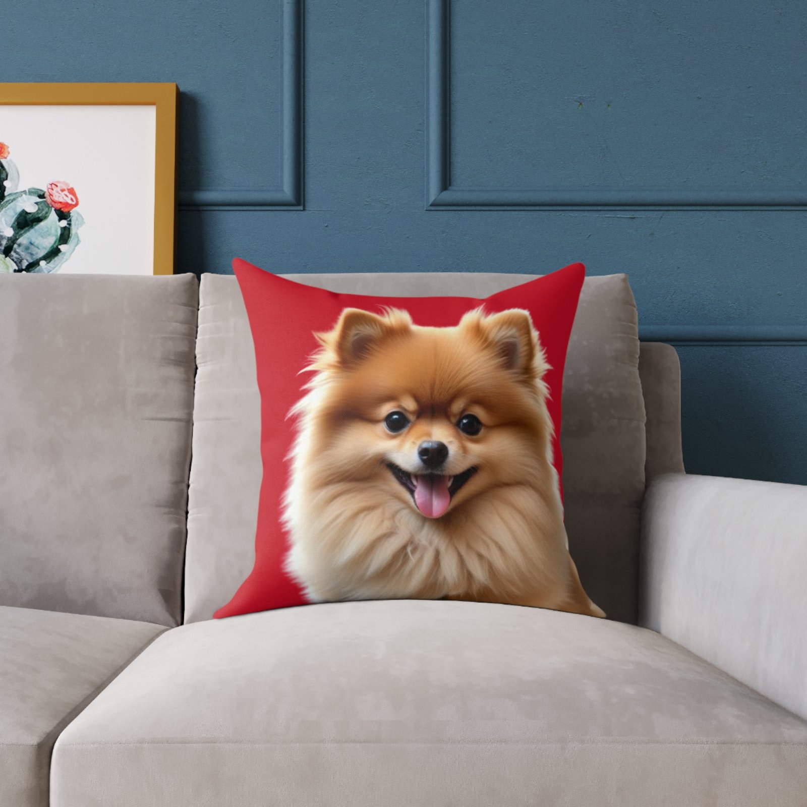 Pomeranian Dog Square Poly Canvas Pillow - Image 7