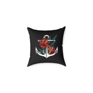 Anchor Roses Square Poly Canvas Pillow
