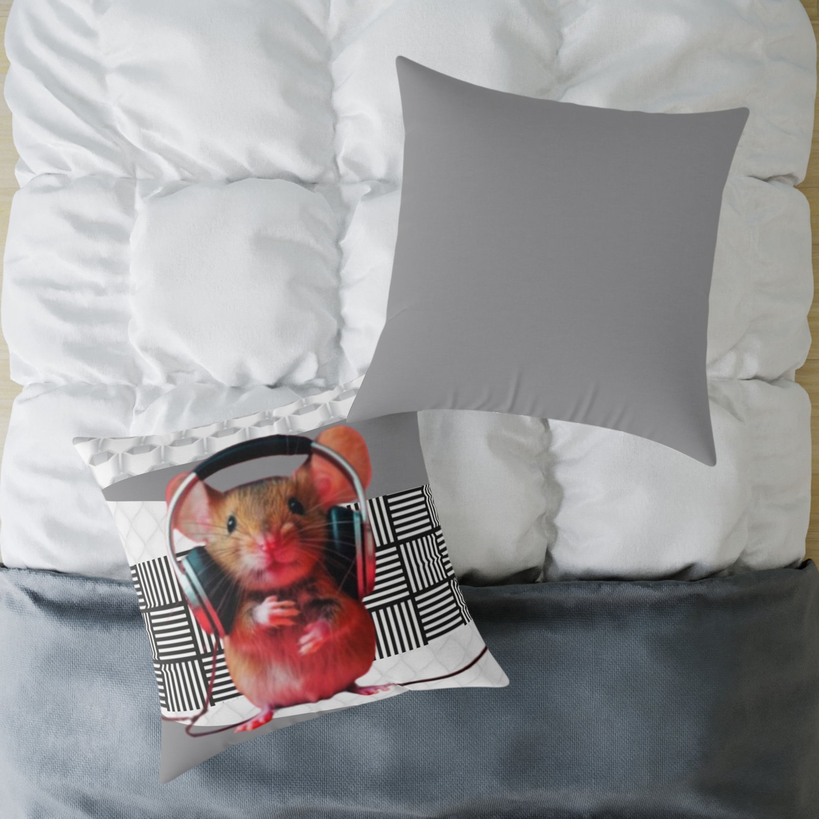 Music Dj Animal Headphones Square Poly Canvas Pillow 08 - Image 20