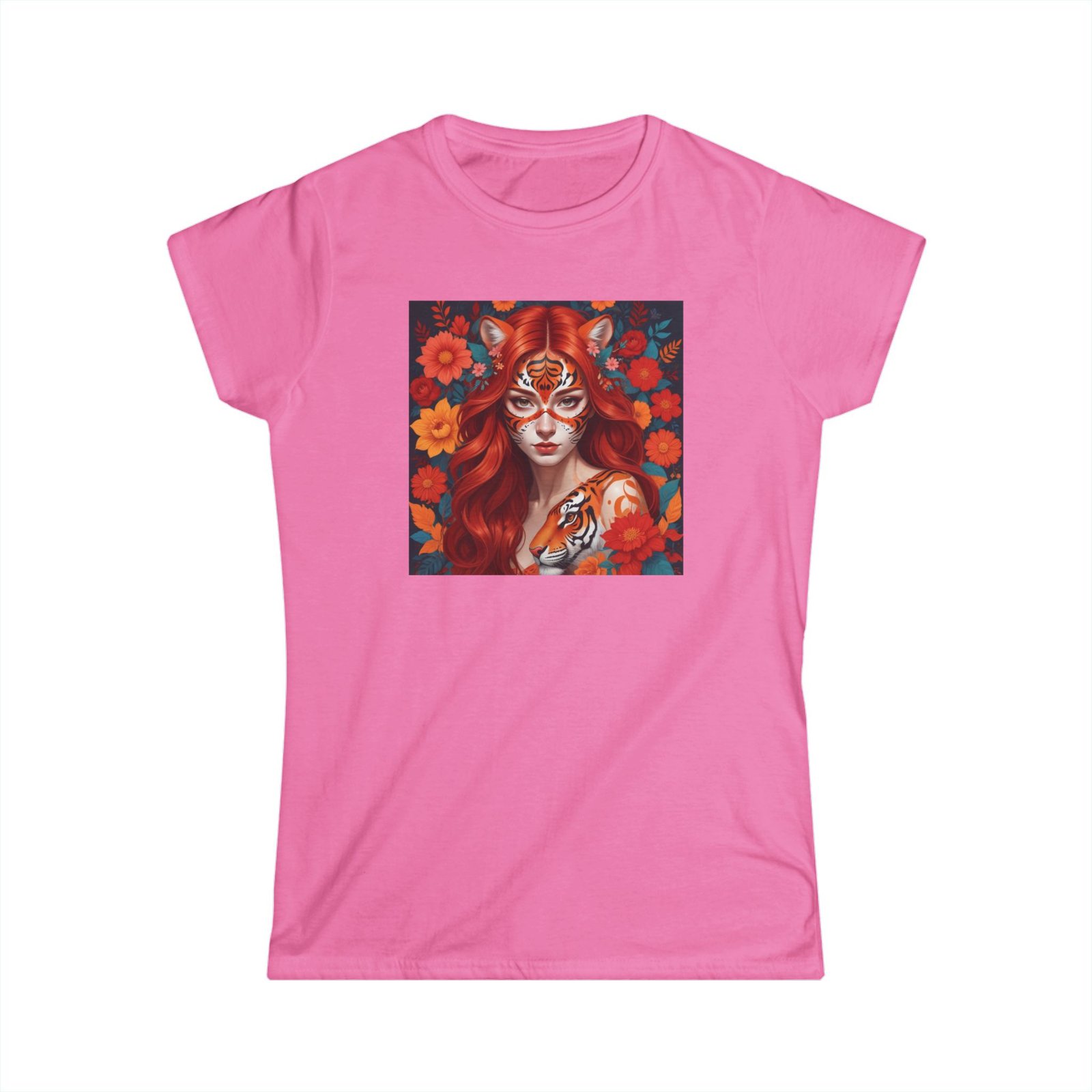 Tiger Lady Art Design Tattoo Soft style Tshirt - Image 28