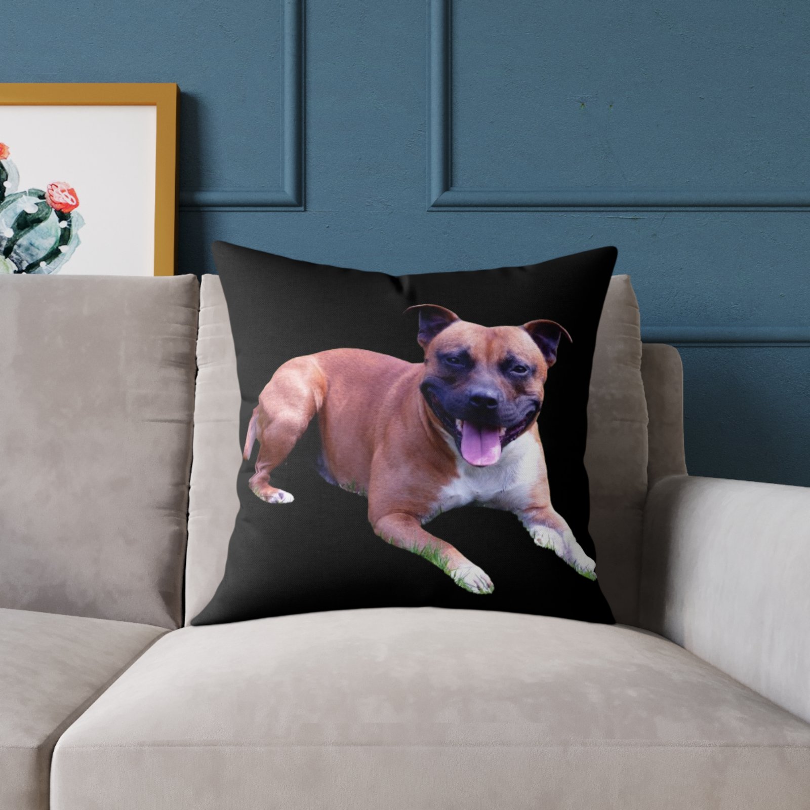 Staffordshire Bull Terrier Square Poly Canvas Pillow - Image 11