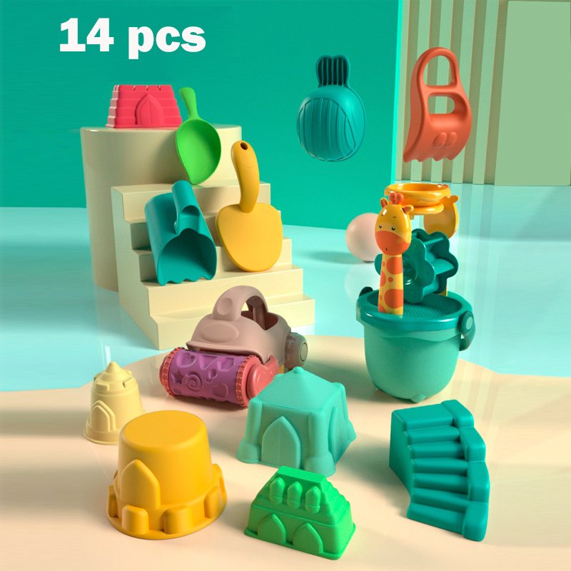 Beach Sand Toys Set with Water Wheel Dump Truck Bucket Shovels Rakes Watering Can Molds Outdoor Tool Kit for Kids Toddlers Boys and Girls - Image 10