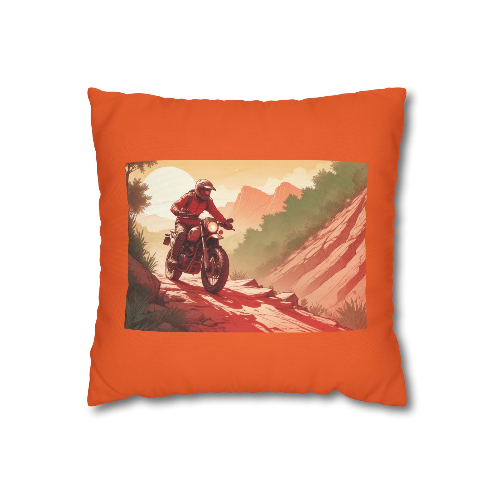 Scrambling Bikes Square Poly Canvas Pillowcase