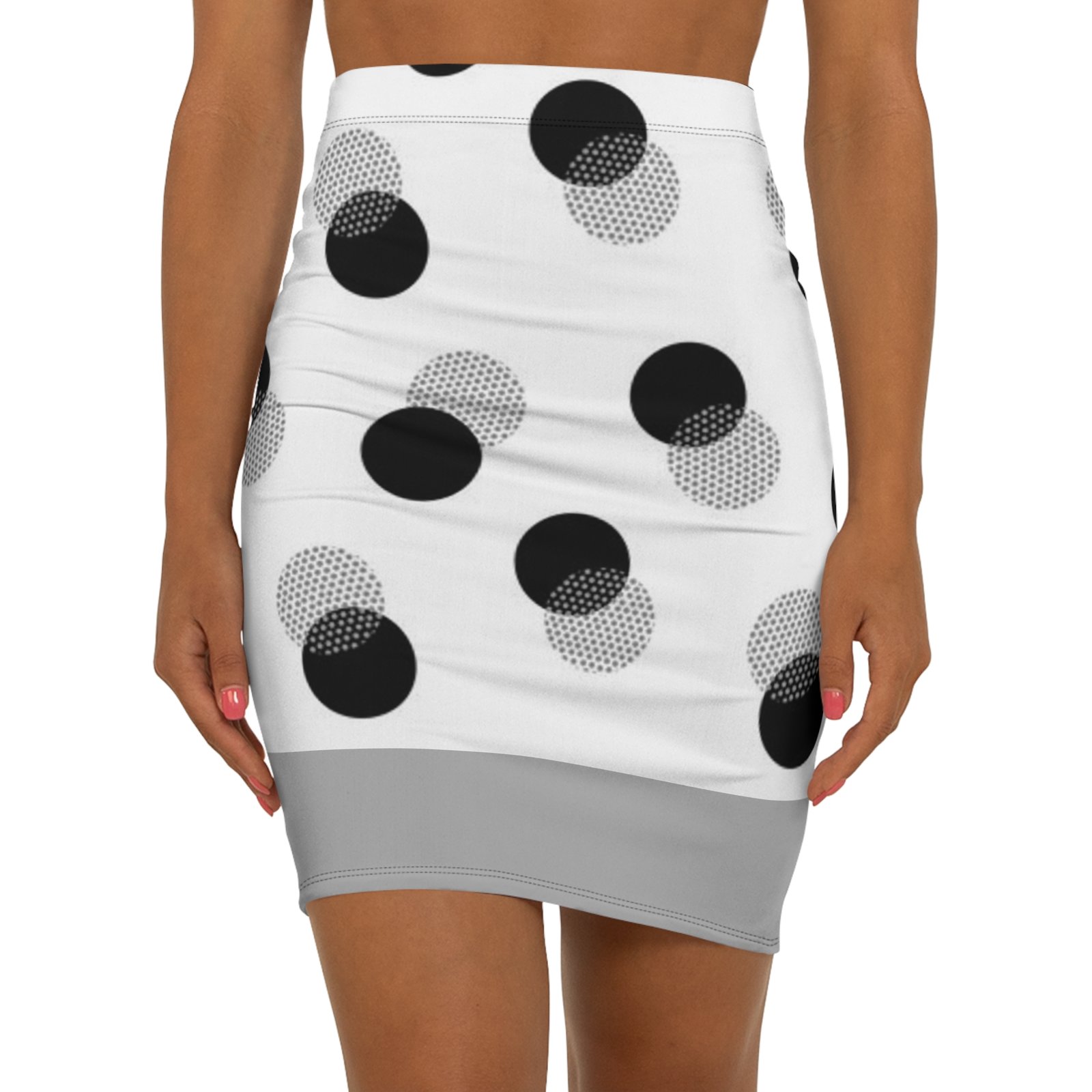 Polka dot Mid-Waist Pencil Skirt for Women - Perfect for Work or Casual Outings