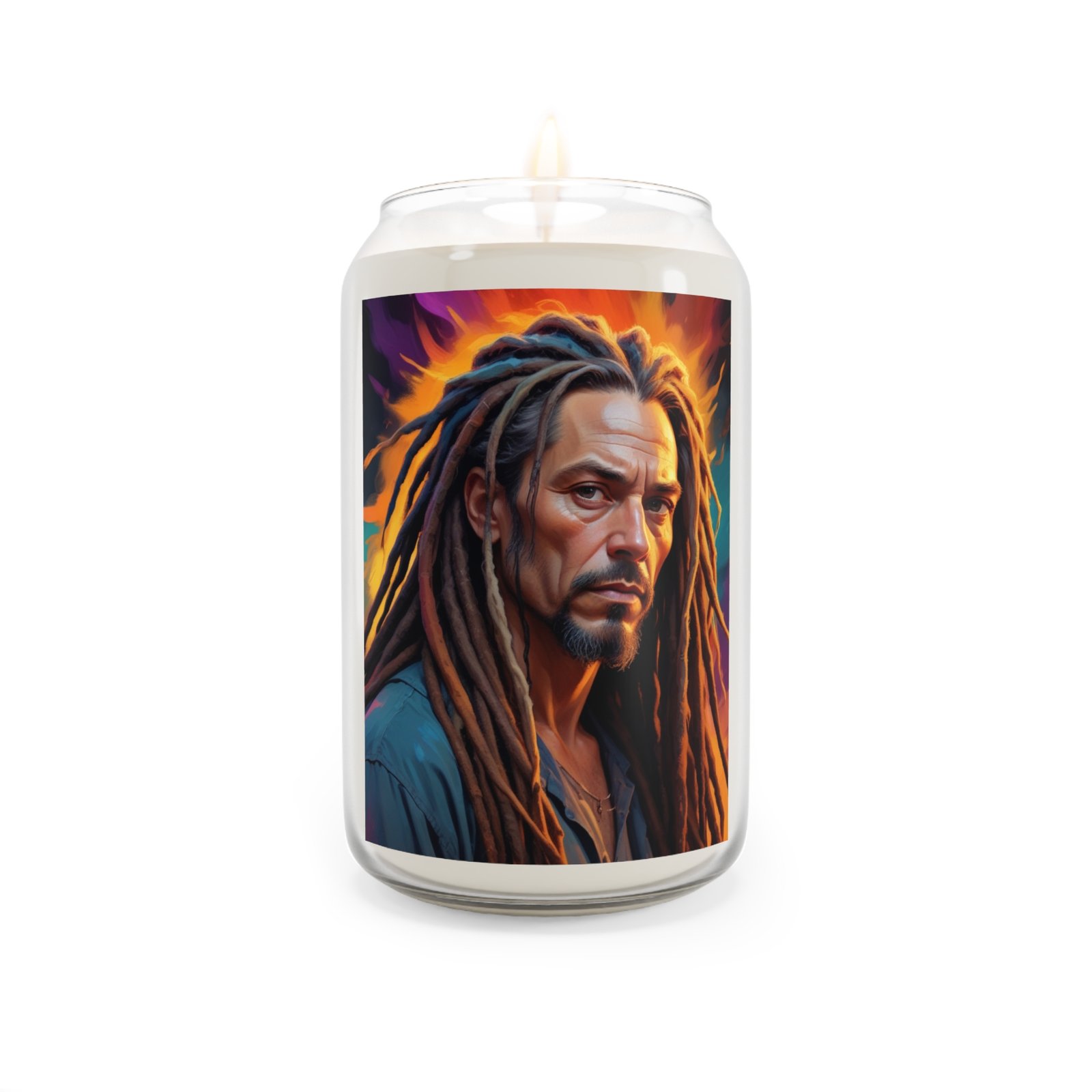 Scented Candle, Rasta Reggae Dreadlocks Design, 13.75oz