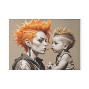 Punk Rocker Glass Cutting Board - Unique Kitchen Decor, Perfect Gift for Chefs, Home Cooks, and Housewarmings, Ideal for Birthdays or Holidays
