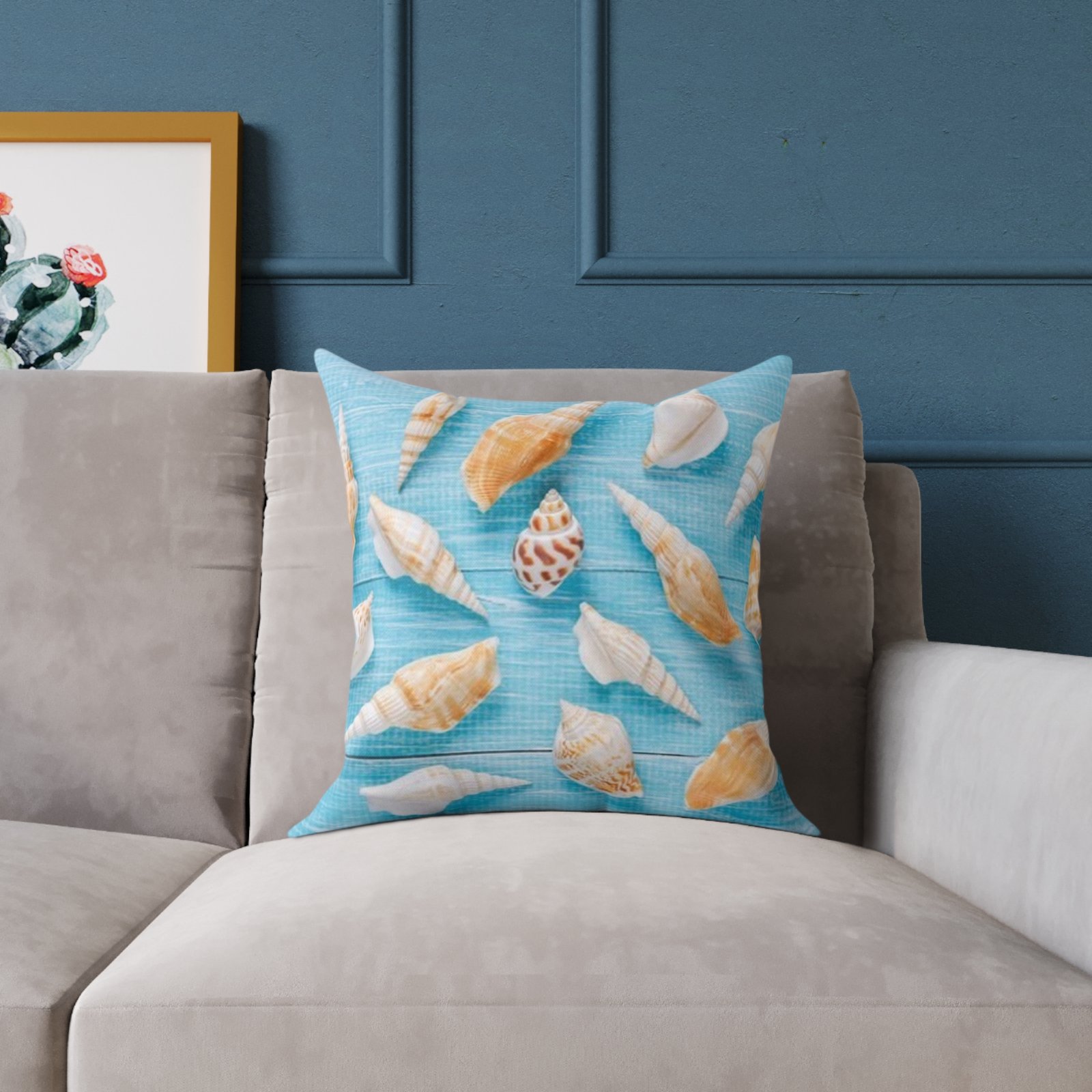 Sea shells Seaside Beach Square Poly Canvas Pillow 08 - Image 7