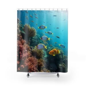 Coral Fish Shower Curtain, Unique Bathroom Decor, Reptile Lovers Gift, Fun Home Accessories, Quirky Bathroom Style