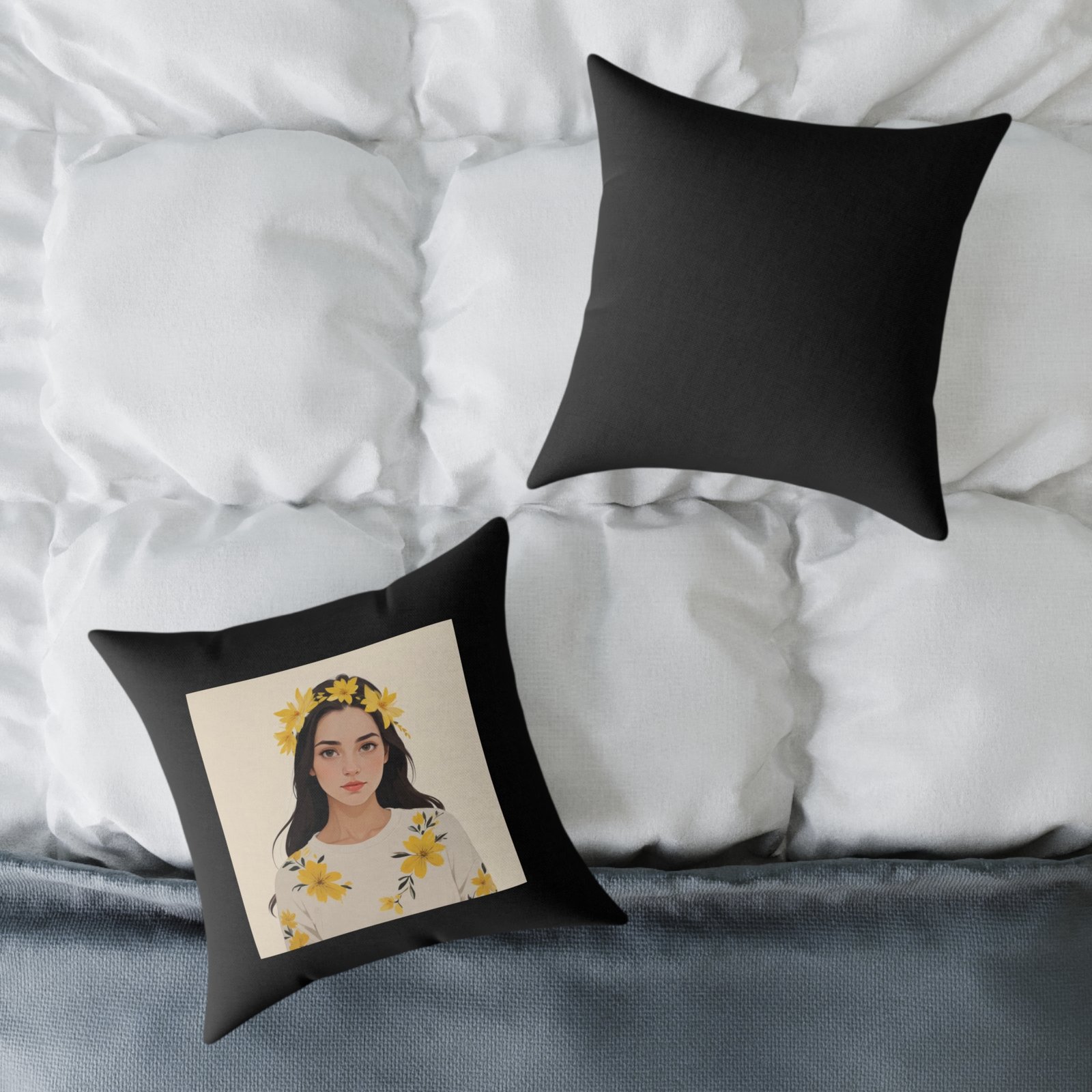 Yellow Flowers Poly Canvas Pillow - Image 8