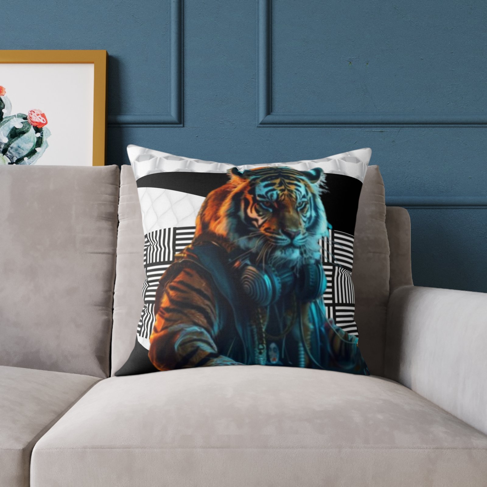 Music Dj Animal Headphones Square Poly Canvas Pillow 08 - Image 11