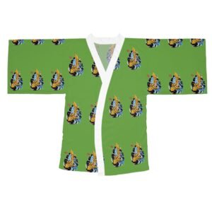 Oriental Stylish Long Sleeve Kimono Robe with Unique Print - Perfect for Relaxation and Home Spa Days