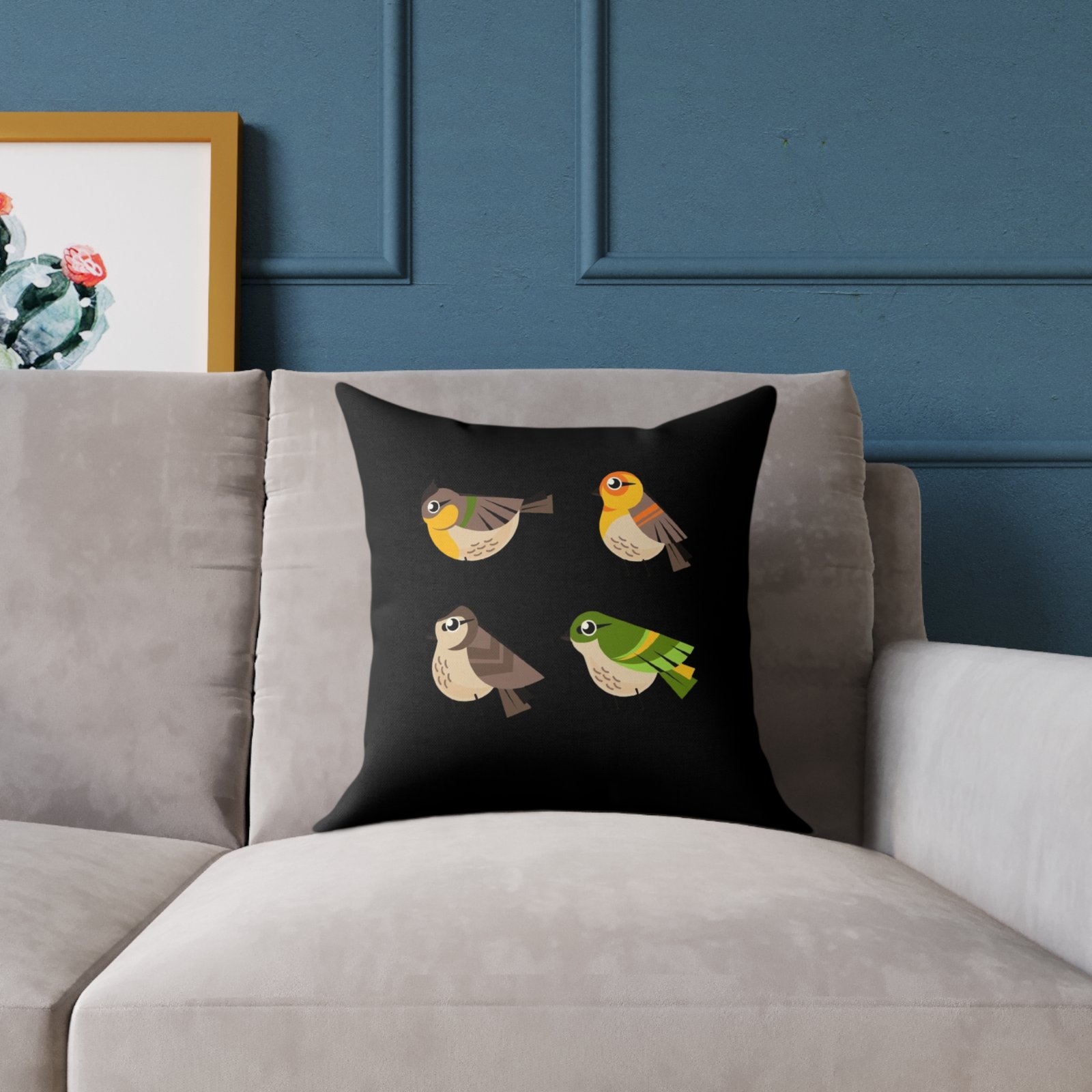 Bird Design Square Poly Canvas Pillow - Image 3