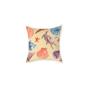 Sea shells Seaside Beach  Square Poly Canvas Pillow 08