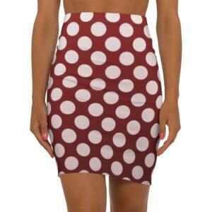 Polker Dot Mid-Waist Pencil Skirt for Women - Perfect for Work or Casual Outings
