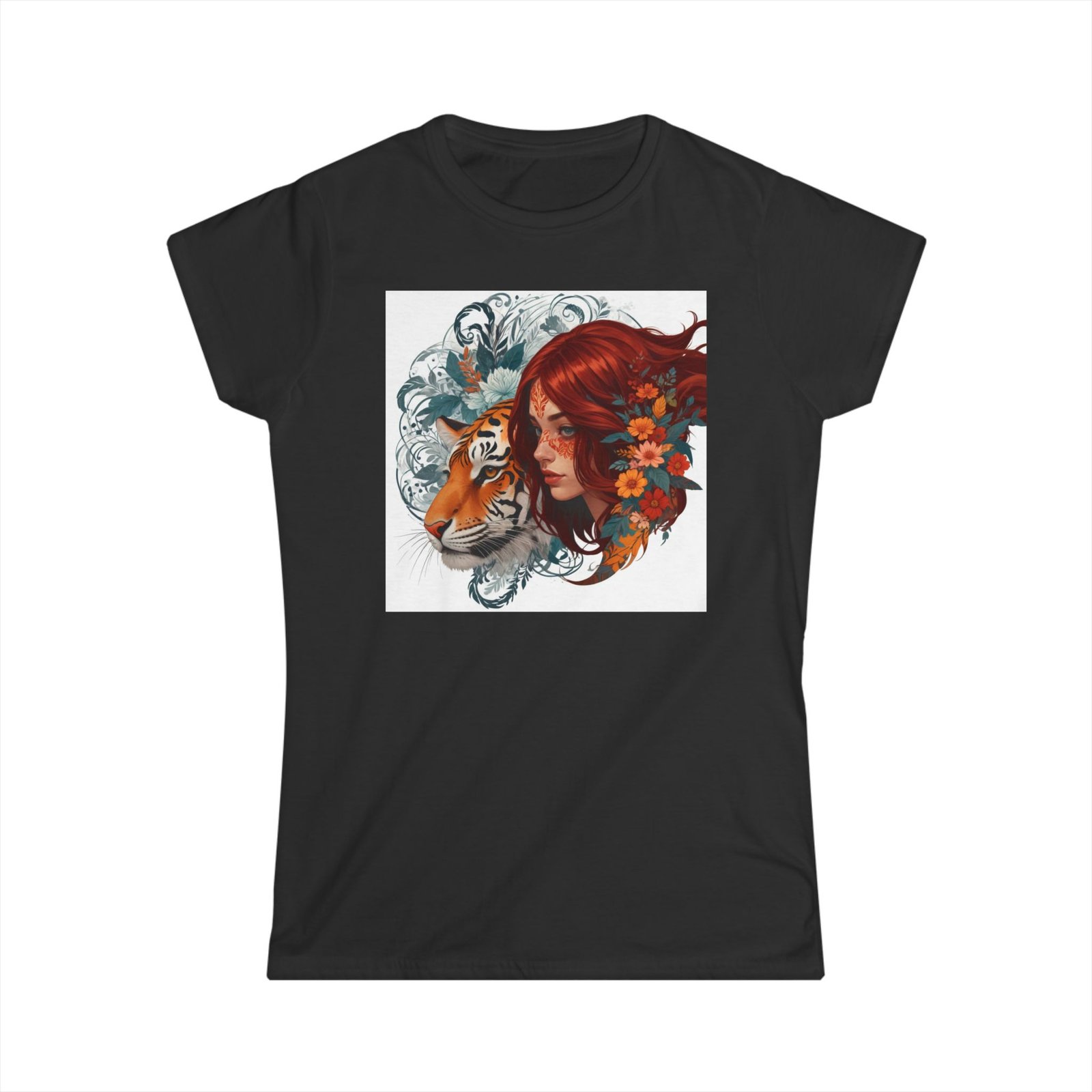 Tiger Lady Art Design Tattoo Soft style Tshirt - Image 4