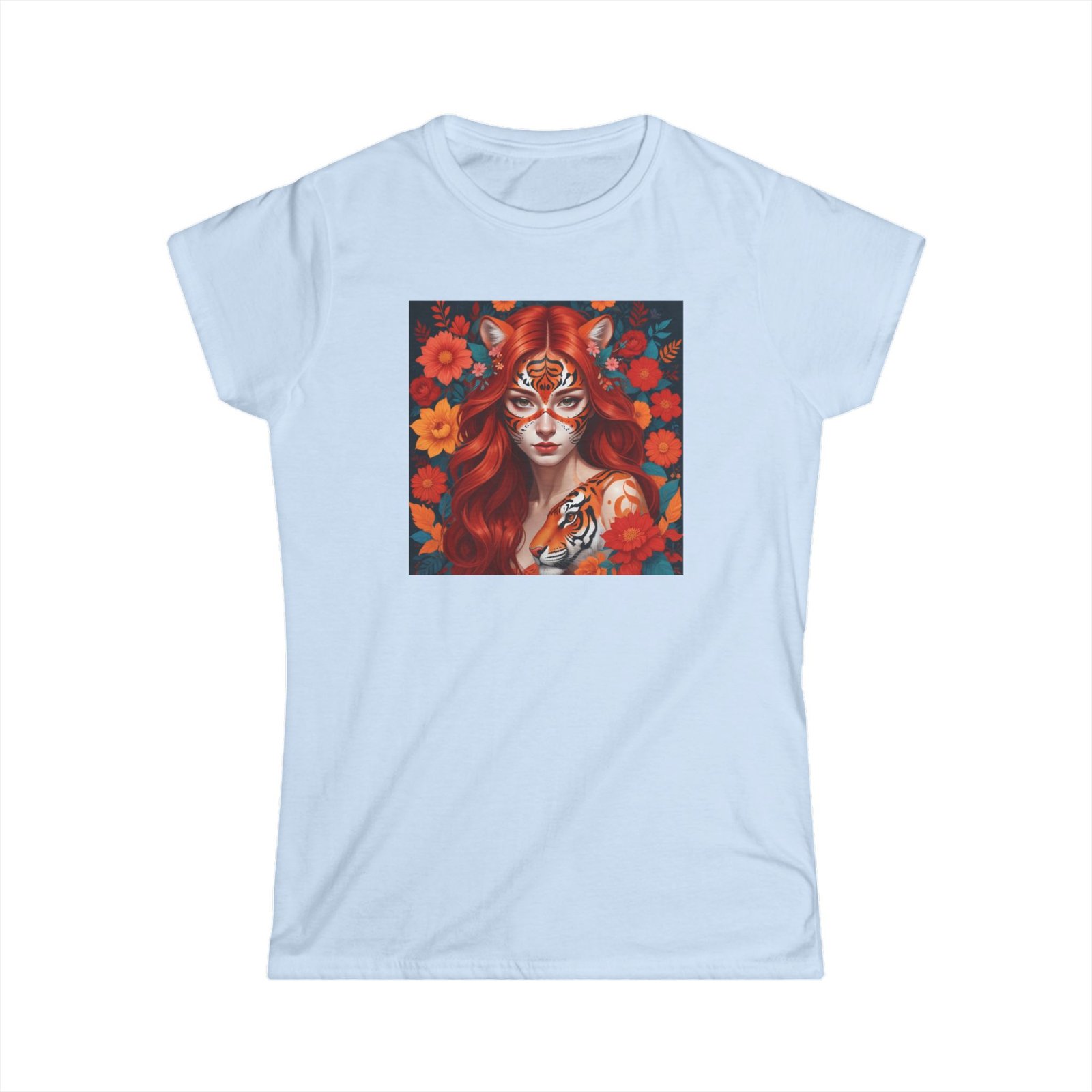 Tiger Lady Art Design Tattoo Soft style Tshirt - Image 13