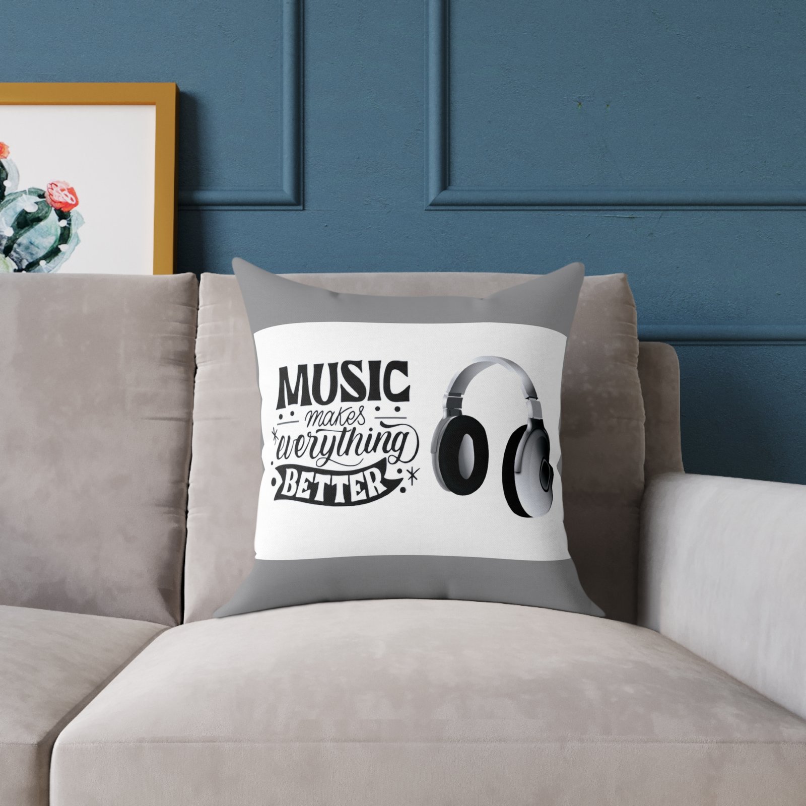 Headphones Poly Canvas Pillow - Image 7