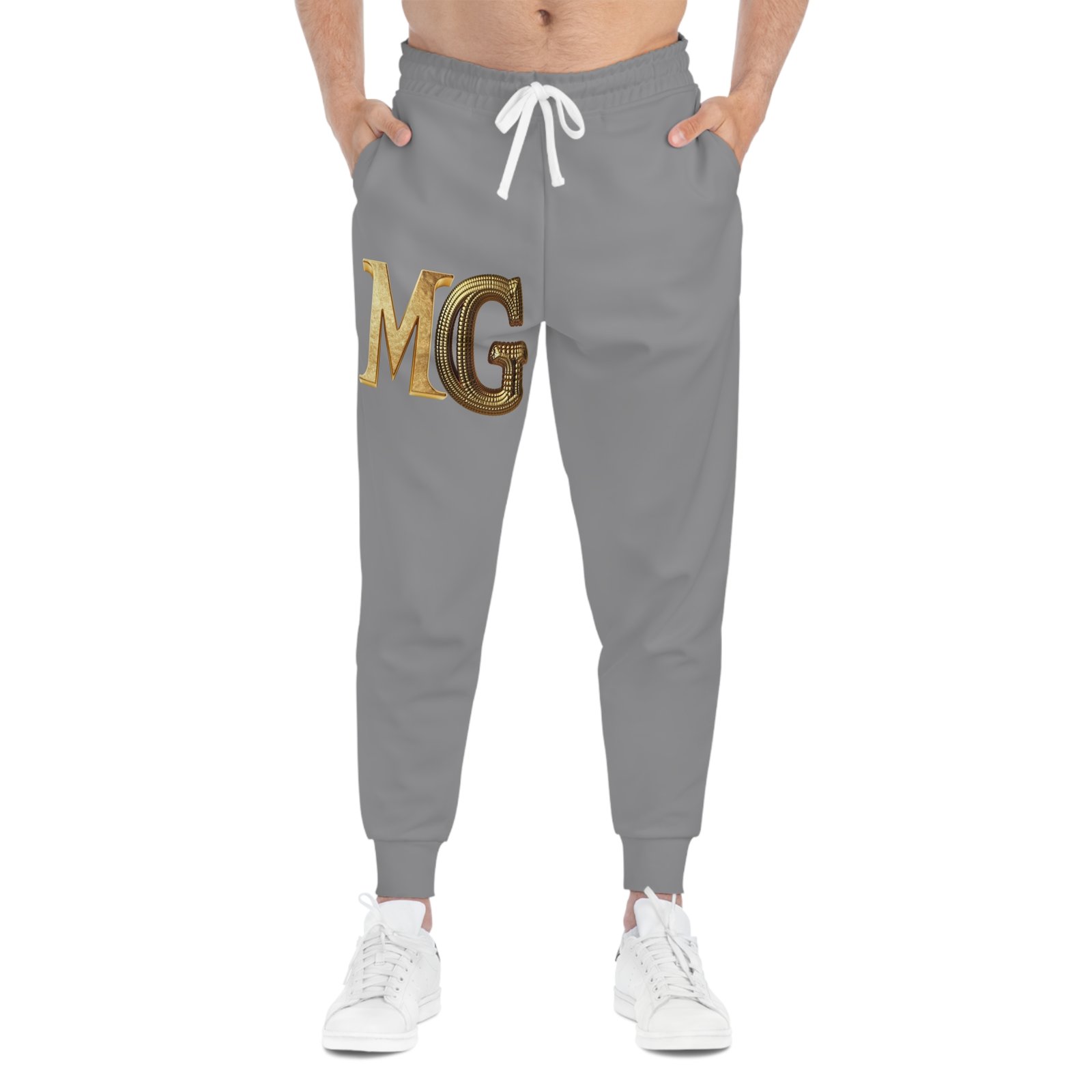 Athletic Joggers with MG Design, Comfortable Jogging Pants, Sportswear Gift, Activewear, Fitness Apparel, Red Joggers - Image 3