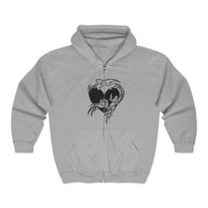 Tattoo  Art Zip-Up Hoodie | Cozy Casual Wear for Fall, Halloween, Goth Fashion, Unique Gift for Art Lovers, Layering Essential