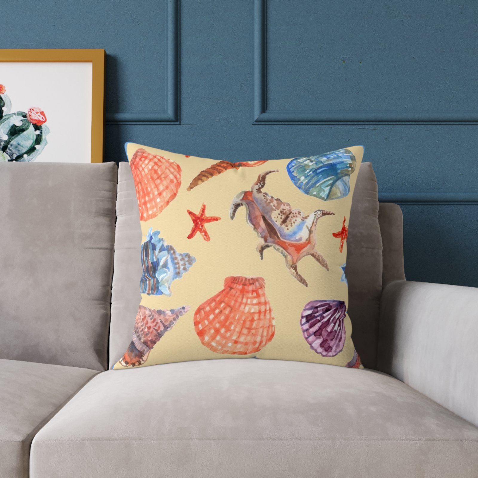 Sea shells Seaside Beach Square Poly Canvas Pillow 08 - Image 11