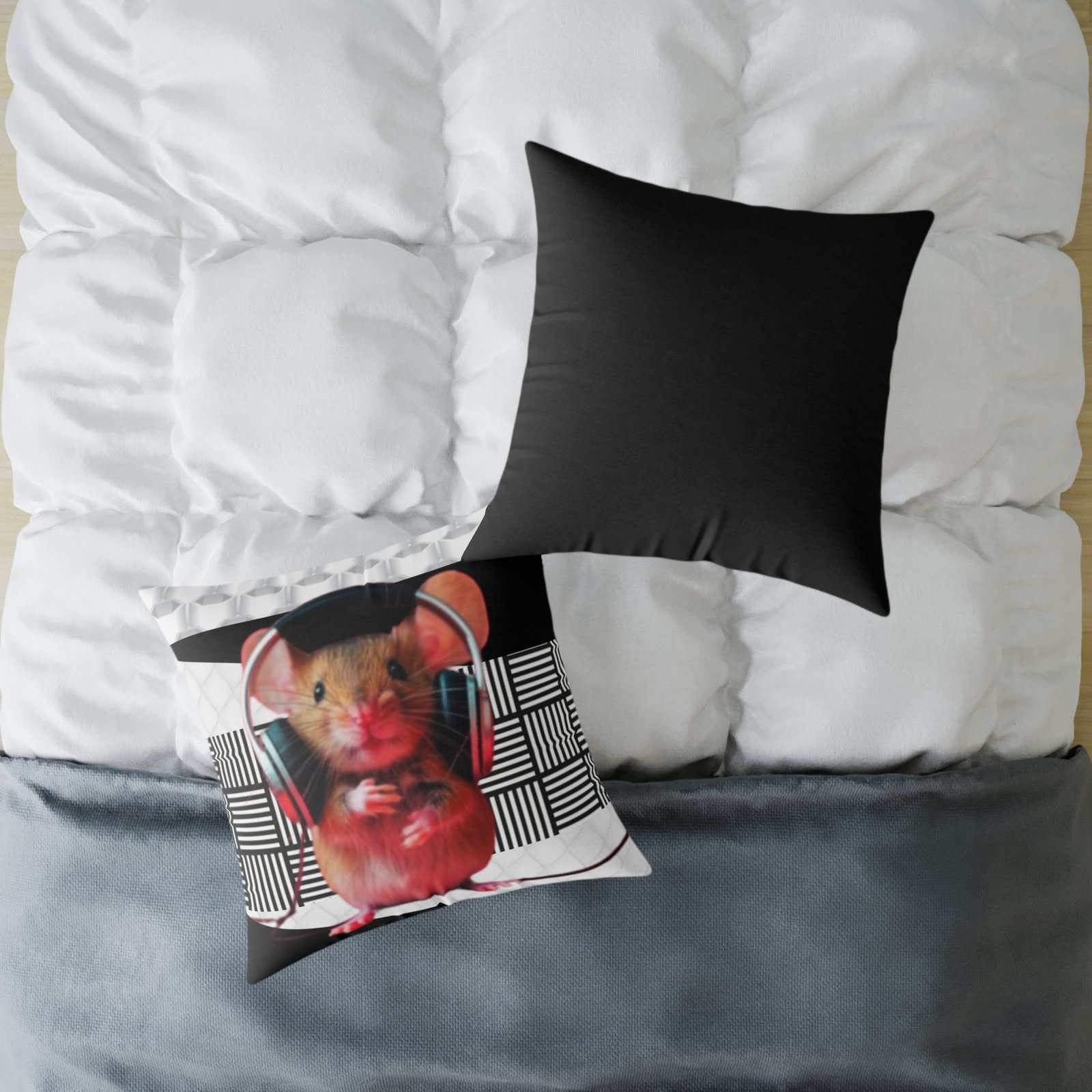 Music Dj Animal Headphones Square Poly Canvas Pillow 08 - Image 16