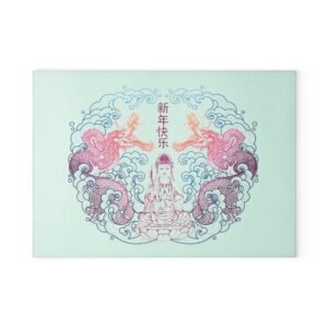 Oriental Glass Cutting Board - Unique Kitchen Decor, Perfect Gift for Chefs, Home Cooks, and Housewarmings, Ideal for Birthdays or Holidays