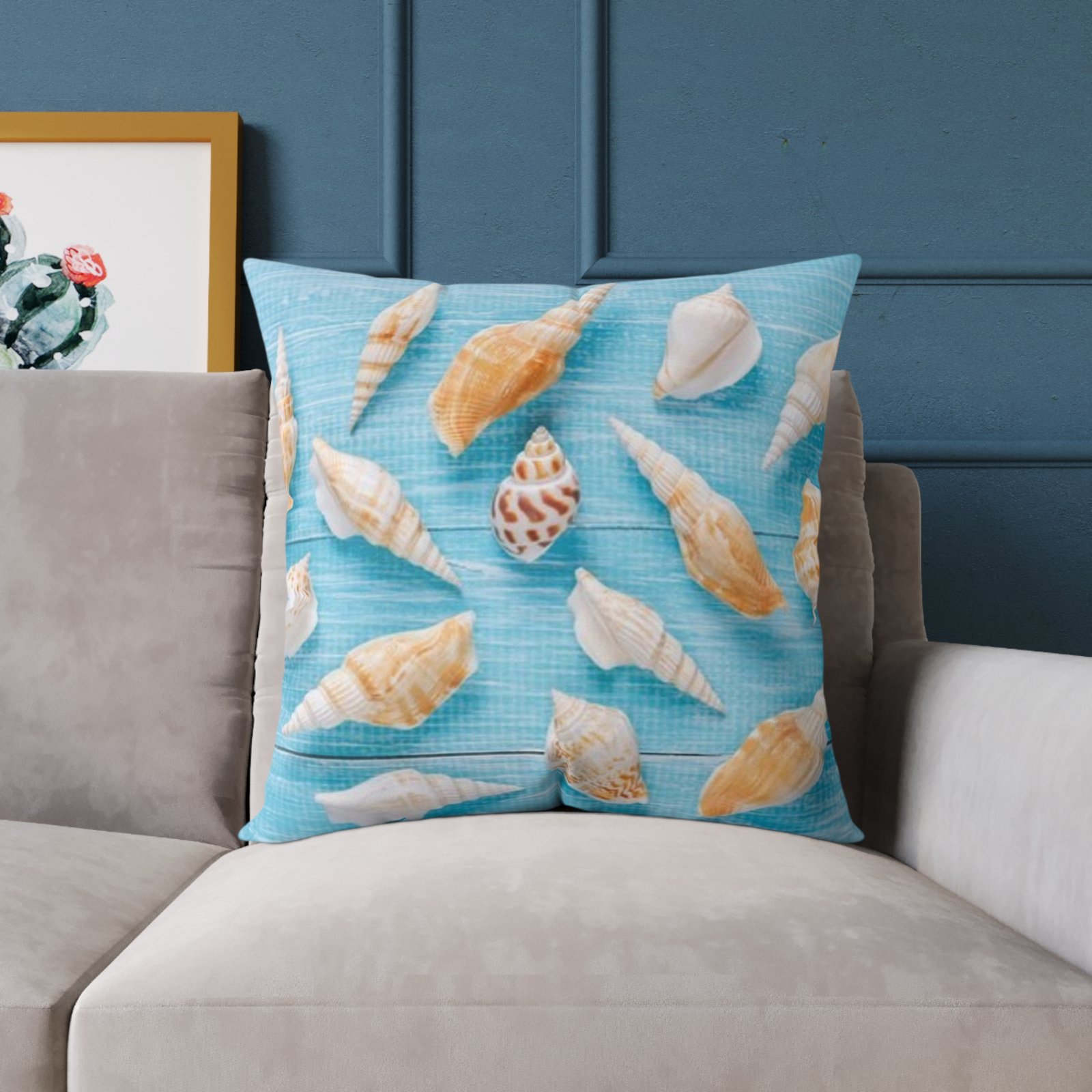 Sea shells Seaside Beach Square Poly Canvas Pillow 08 - Image 15