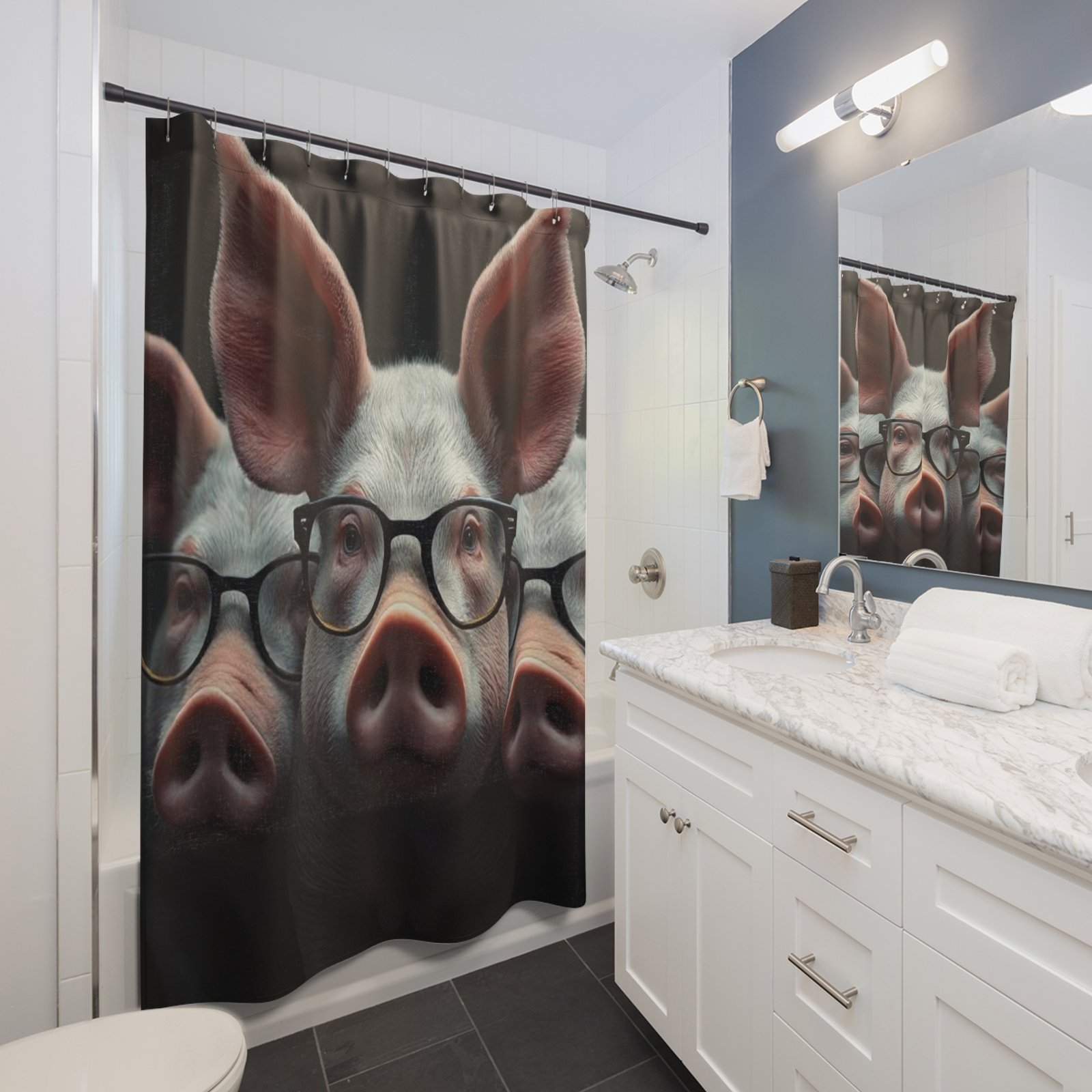Pig Shower Curtain, Unique Bathroom Decor, Reptile Lovers Gift, Fun Home Accessories, Quirky Bathroom Style - Image 3